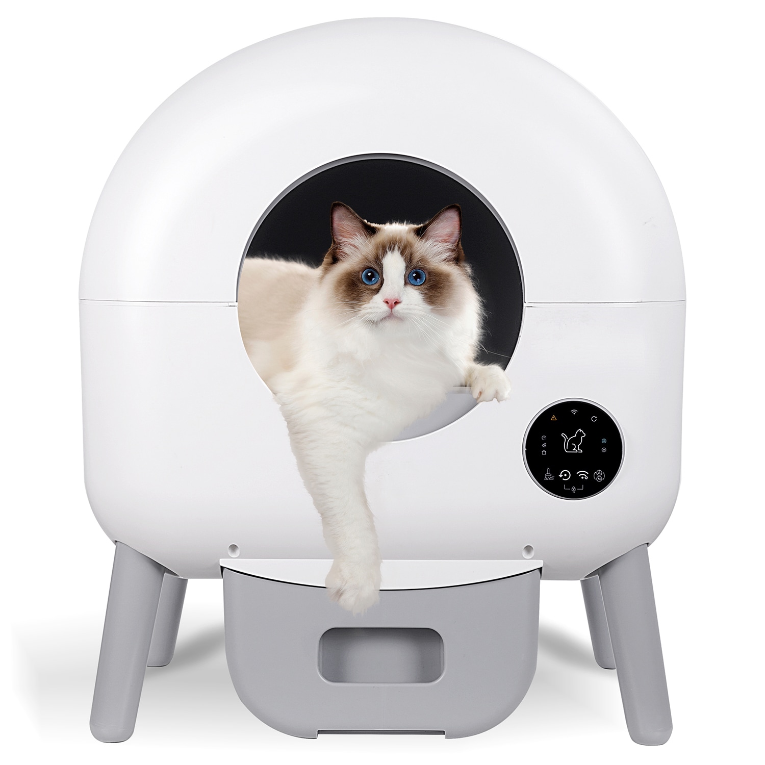 Mondawe MO-5P177369 White Plastic Self-Cleaning Automatic Litter Box