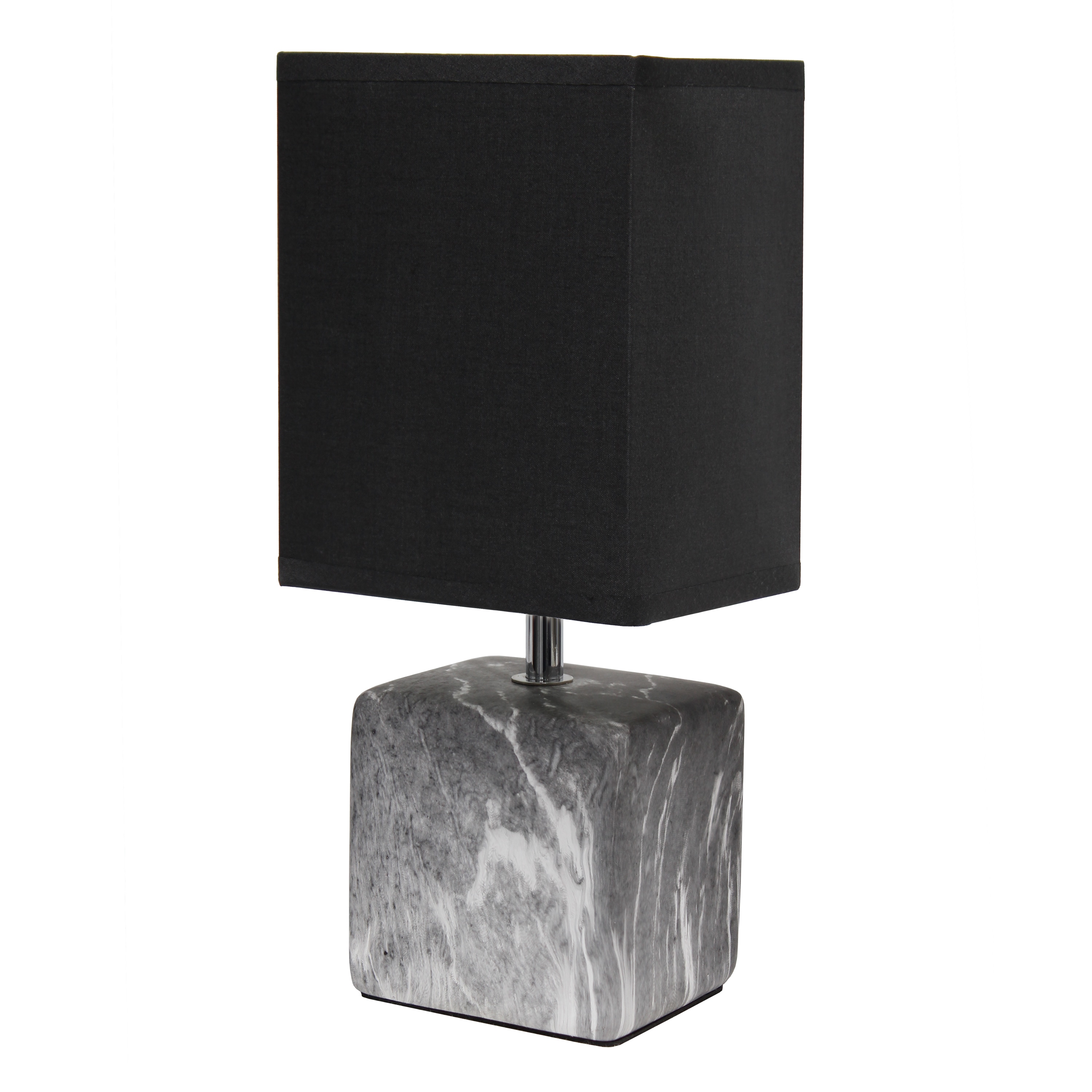 Simple Designs LT6003-BOB 11.81-in Black/Black Shade LED On/Off switch Table Lamp with Fabric Shade
