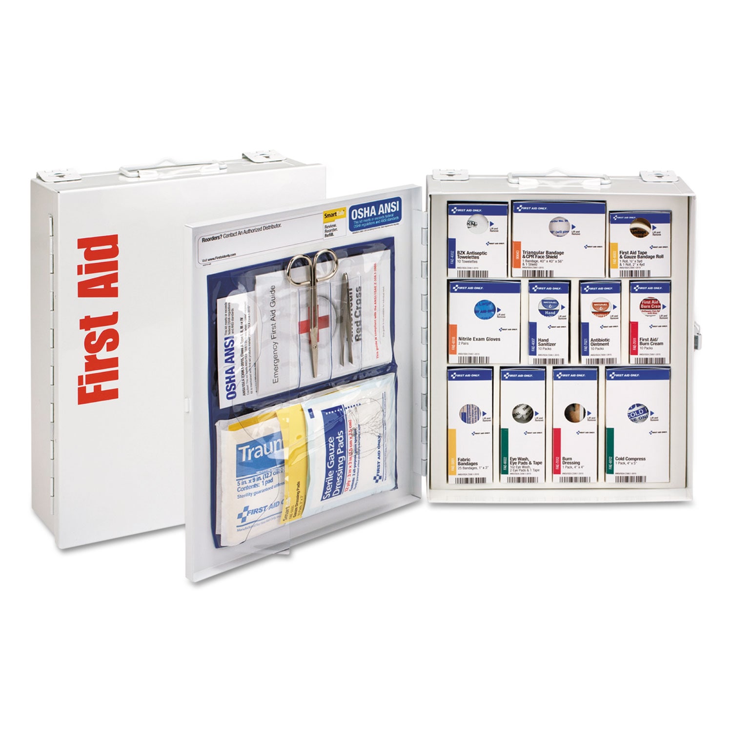First Aid Only ANSI 2021 SmartCompliance General Business First Aid Station for 25 People without Medication 94 Pieces Metal Case