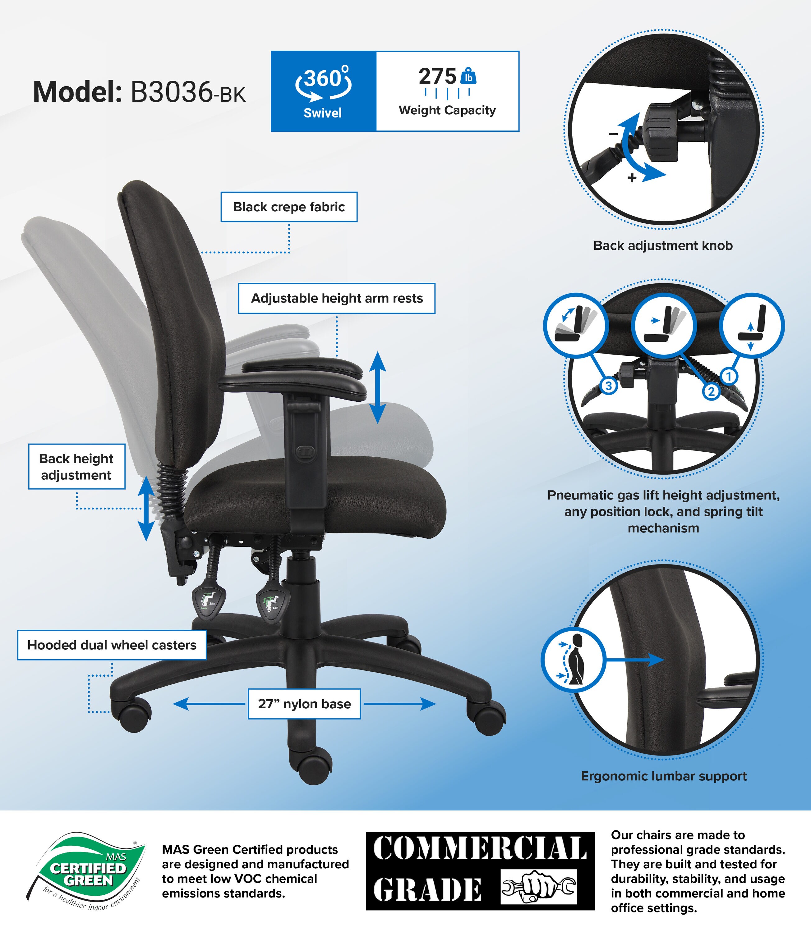 Boss Office Products B3036-BK Office-Chairs - View #7