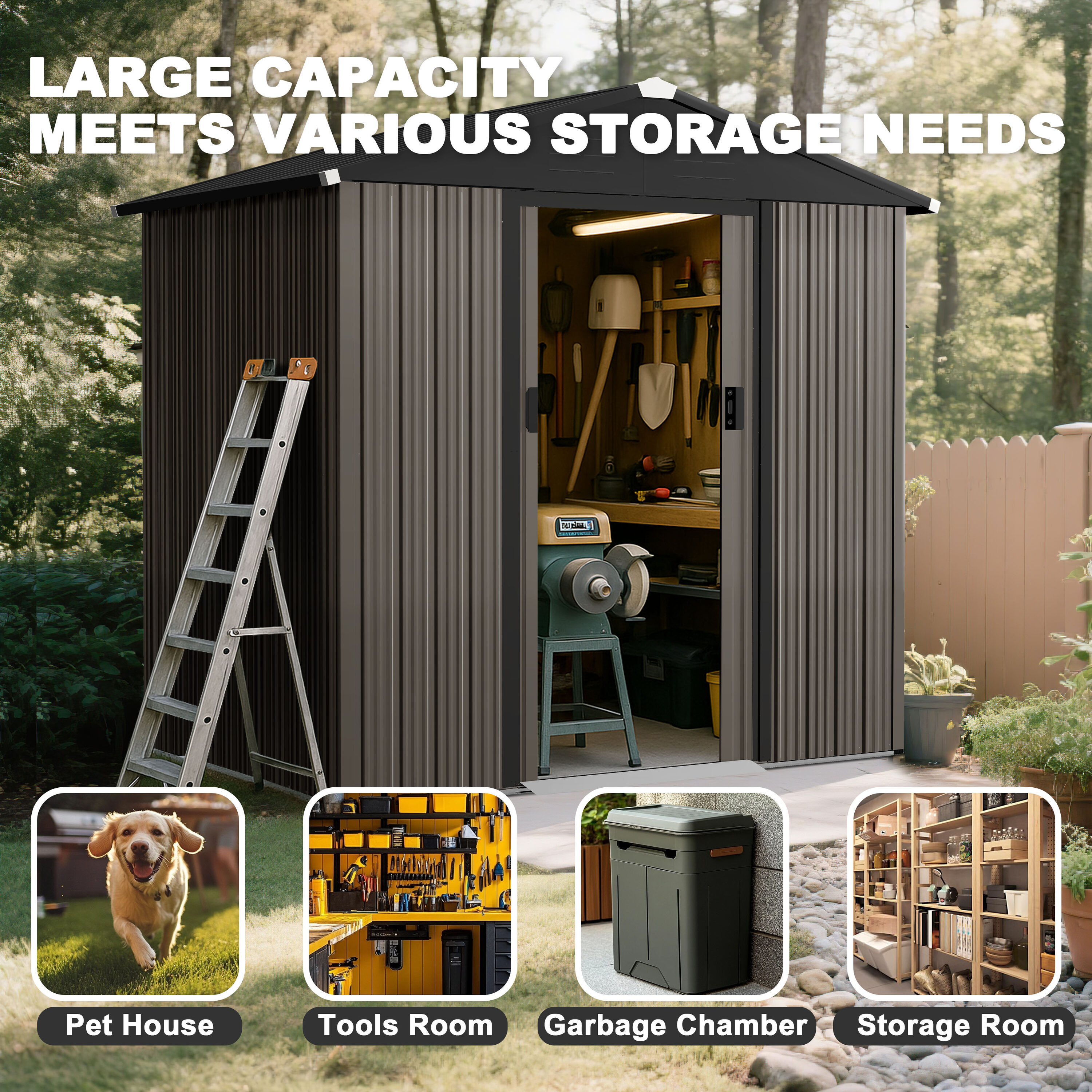 Nuu Garden G002-BN Metal-Storage-Buildings-Sheds - View #7