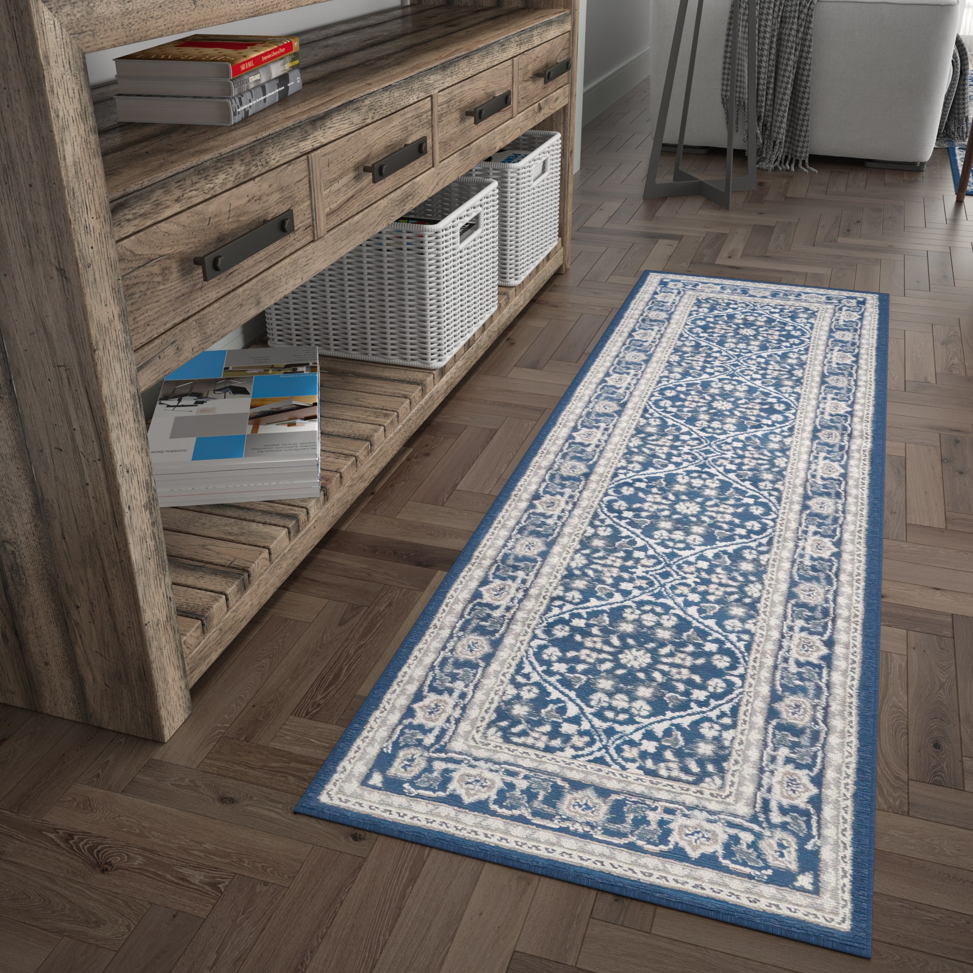 Tayse MDN3707 2X10 Madison 2 x 10 (ft) Loomed Polypropylene Blue Rectangular Indoor Runner rug
