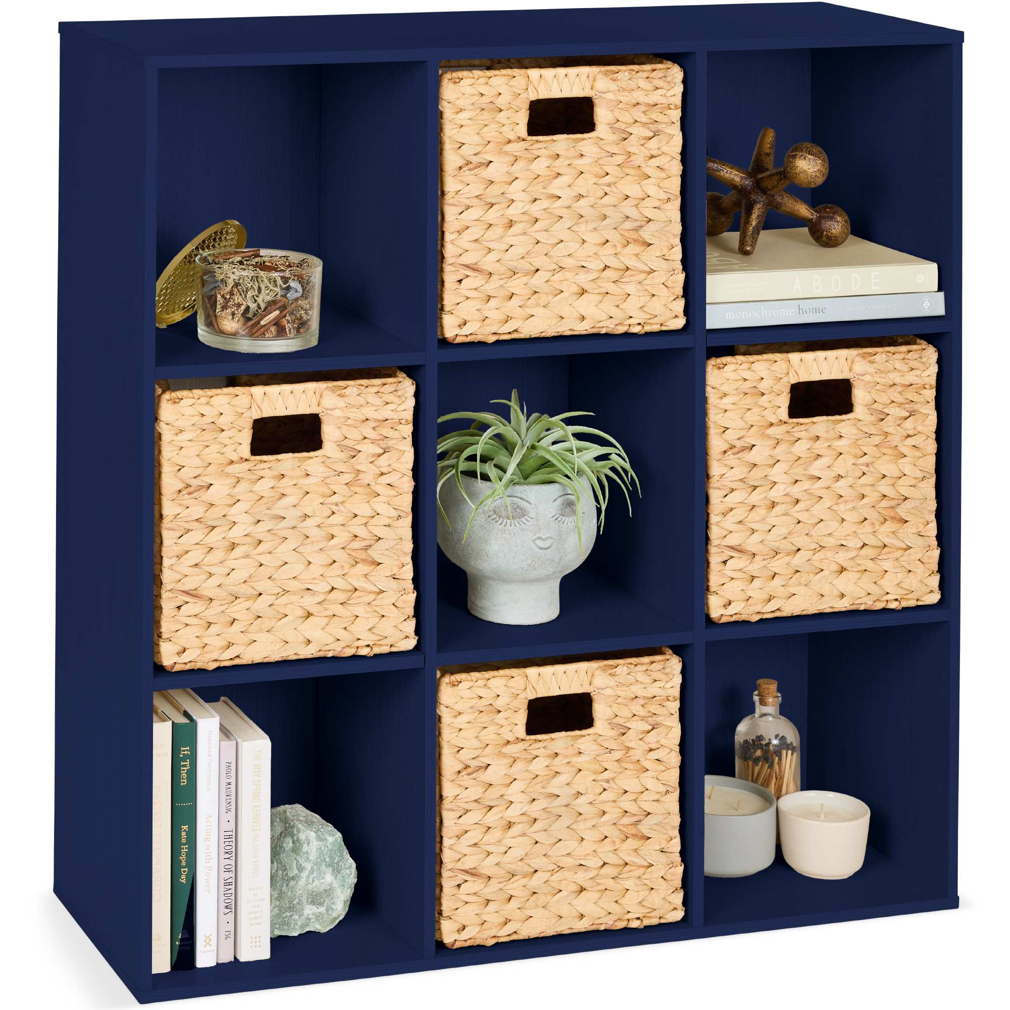 Best Choice Products SKY8756 9-Cube Bookshelf 13.5in Display Storage System Organizer w/ Removable Back Panels - Navy