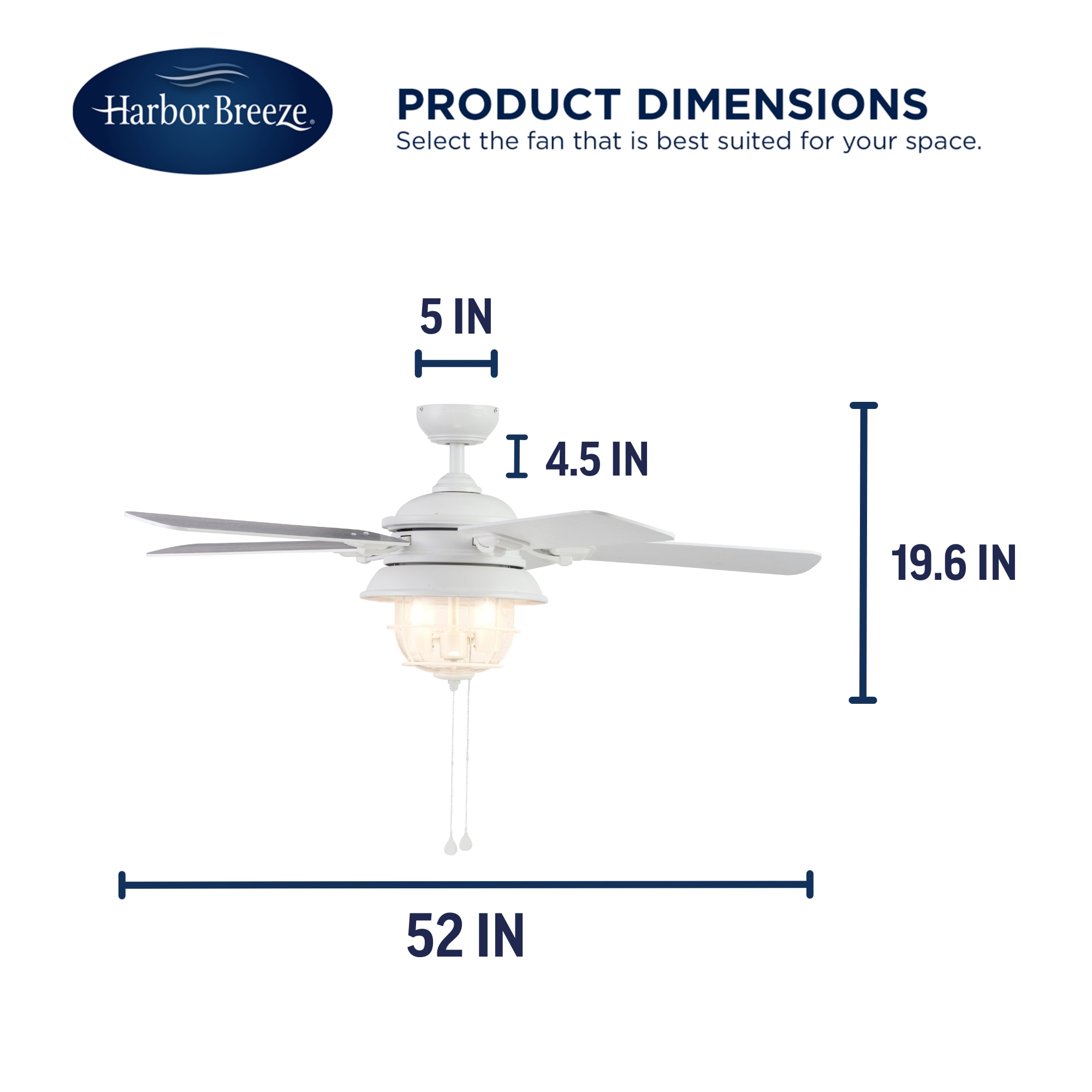 Harbor Breeze Altissa 52-in Matte White LED Indoor/Outdoor Ceiling Fan shops w/ Light