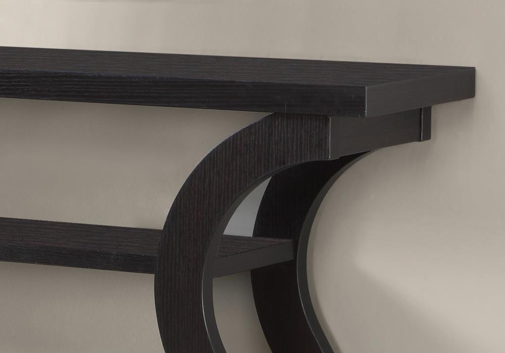 Curvilinear Cappuccino 47" Wooden Console with 3-Tier Storage