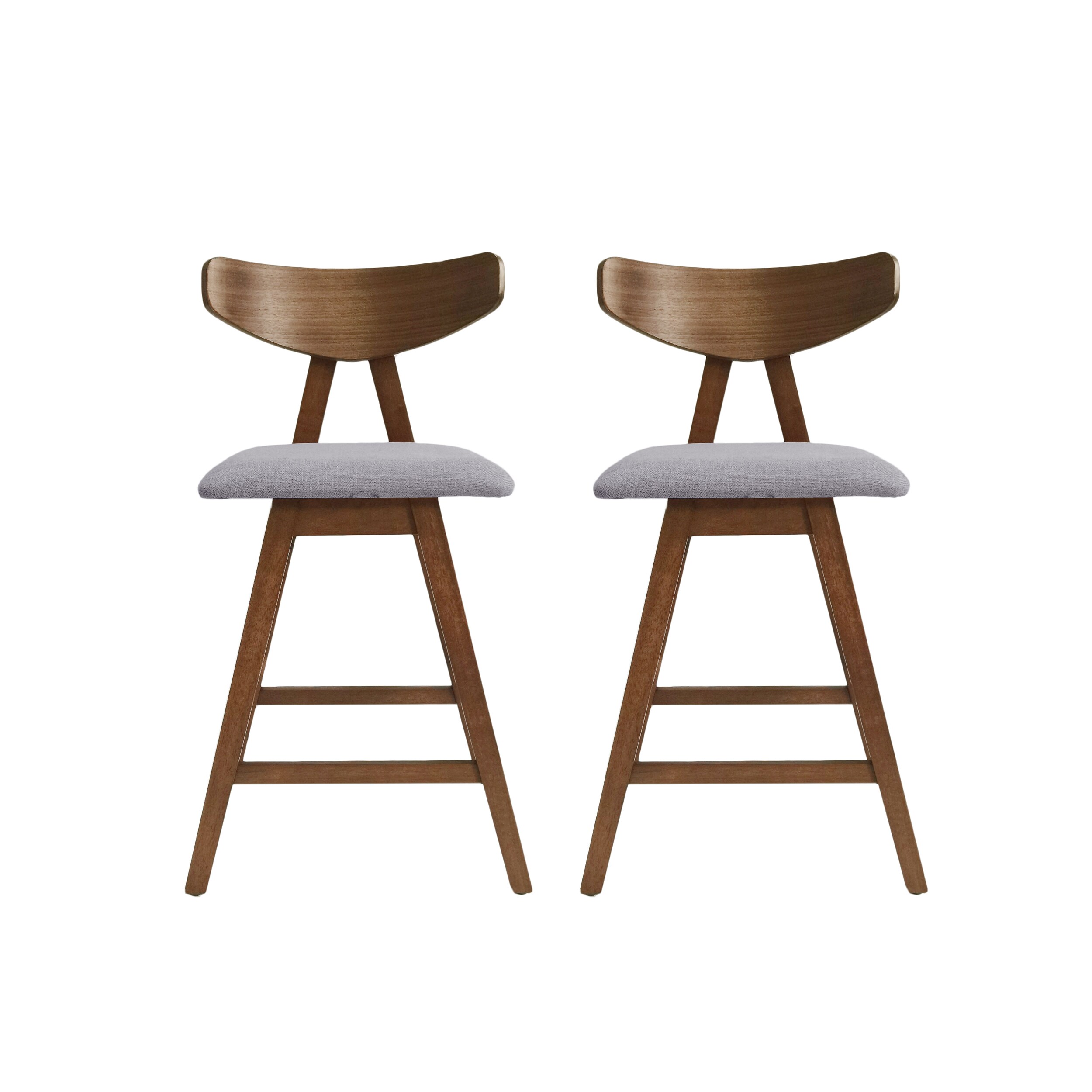 Best Selling Home Decor 316492 Set of 2 Gray 25-in H Counter height (24-in to 27-in) Square Seat Upholstered Wood Back Bar Stool Back