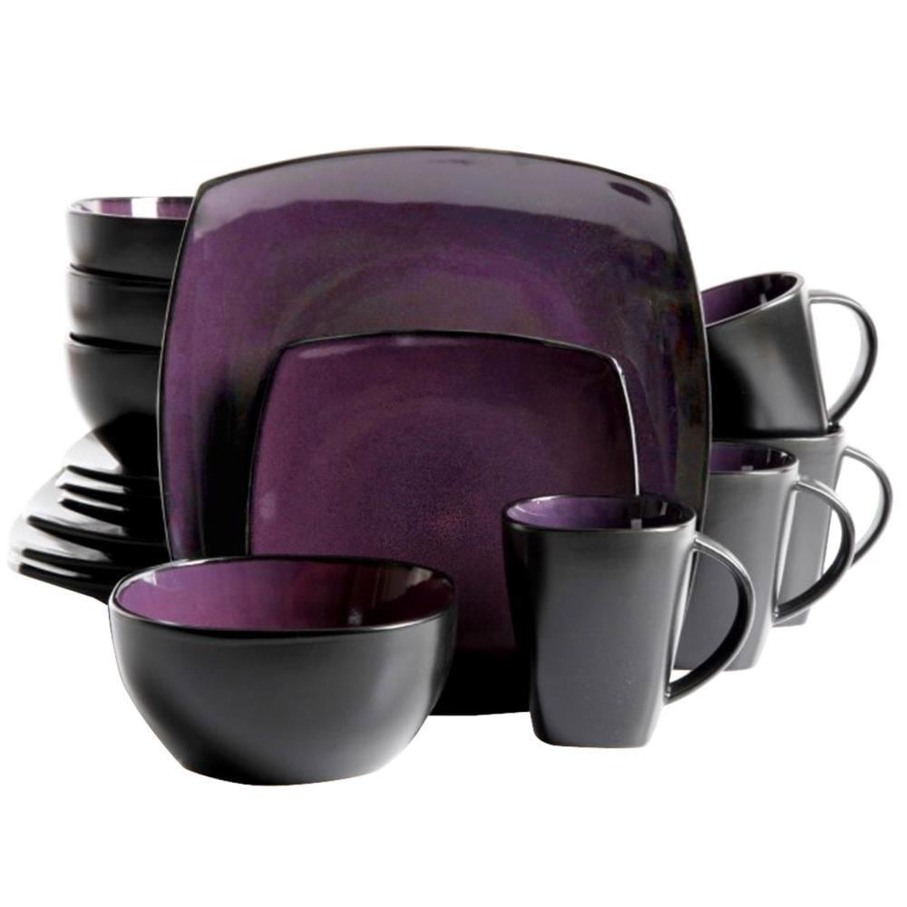 Gibson Home 84983796M Purple Stoneware Dinnerware