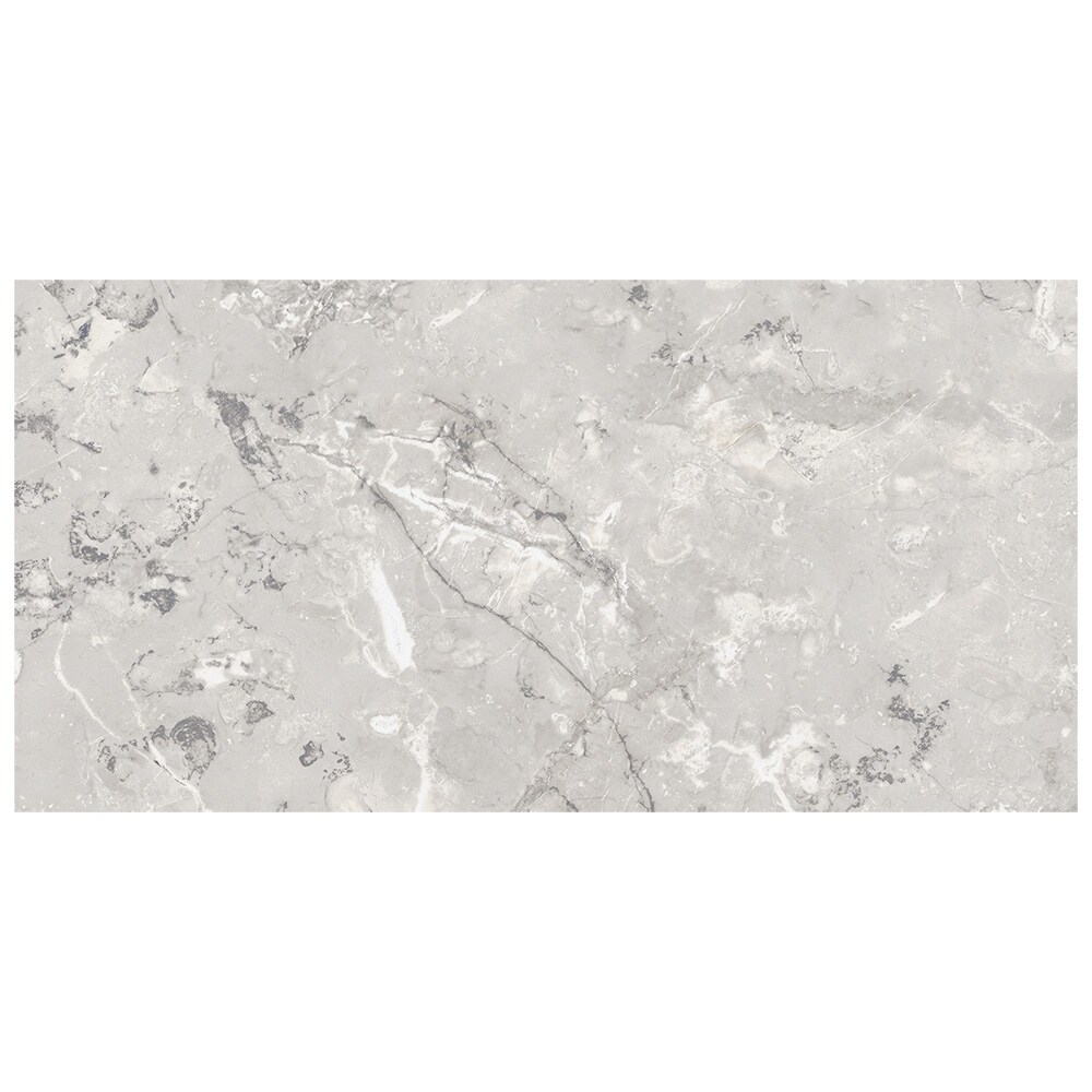 Origin 21 Marina Grey 12-in x 24-in Polished Porcelain Marble Look Floor and Wall Tile (1.937-sq. ft/ Piece)