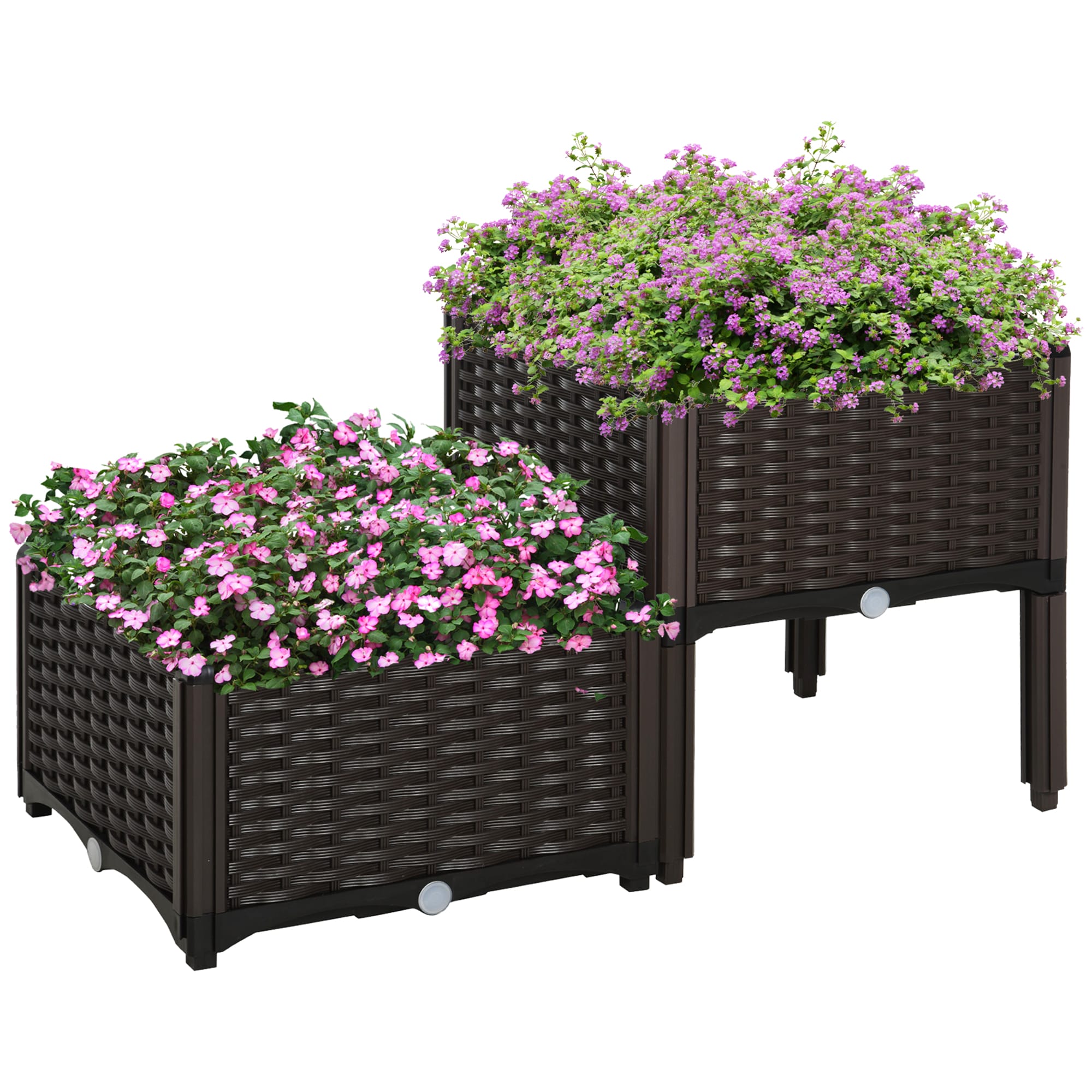 Zeus & Ruta BL04RGB-17 1.5-cu ft 15.75-in W x 15.75-in L x 17.25-in H Brown PE rattan Raised Garden Bed