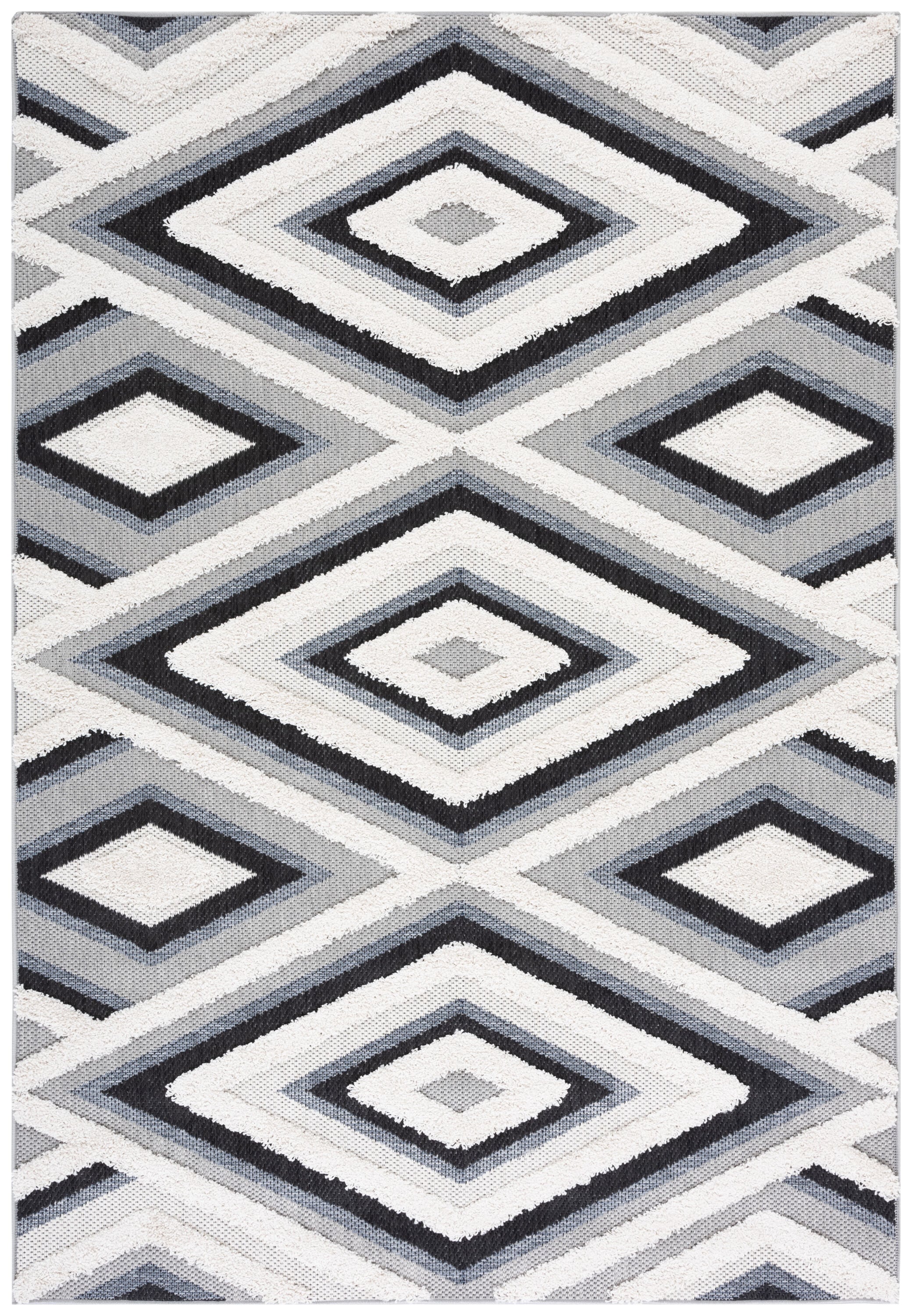 Safavieh COT212A-4 4 x 6 (ft) Loomed Polypropylene Ivory/Black Rectangular Indoor/Outdoor Geometric Mid-Century Modern Area rug