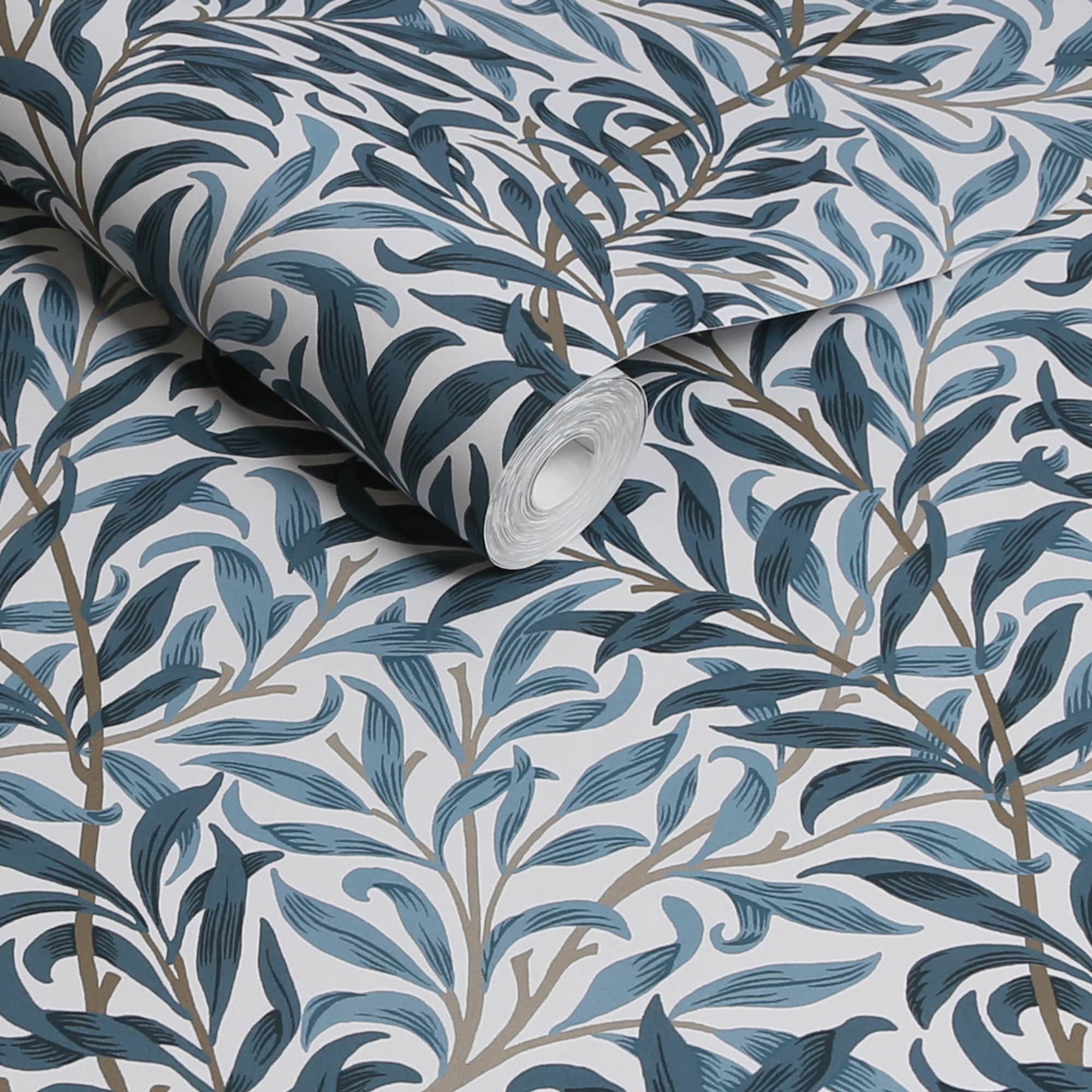 William Morris at Home Willow Bough White & Blues Wallpaper Sample