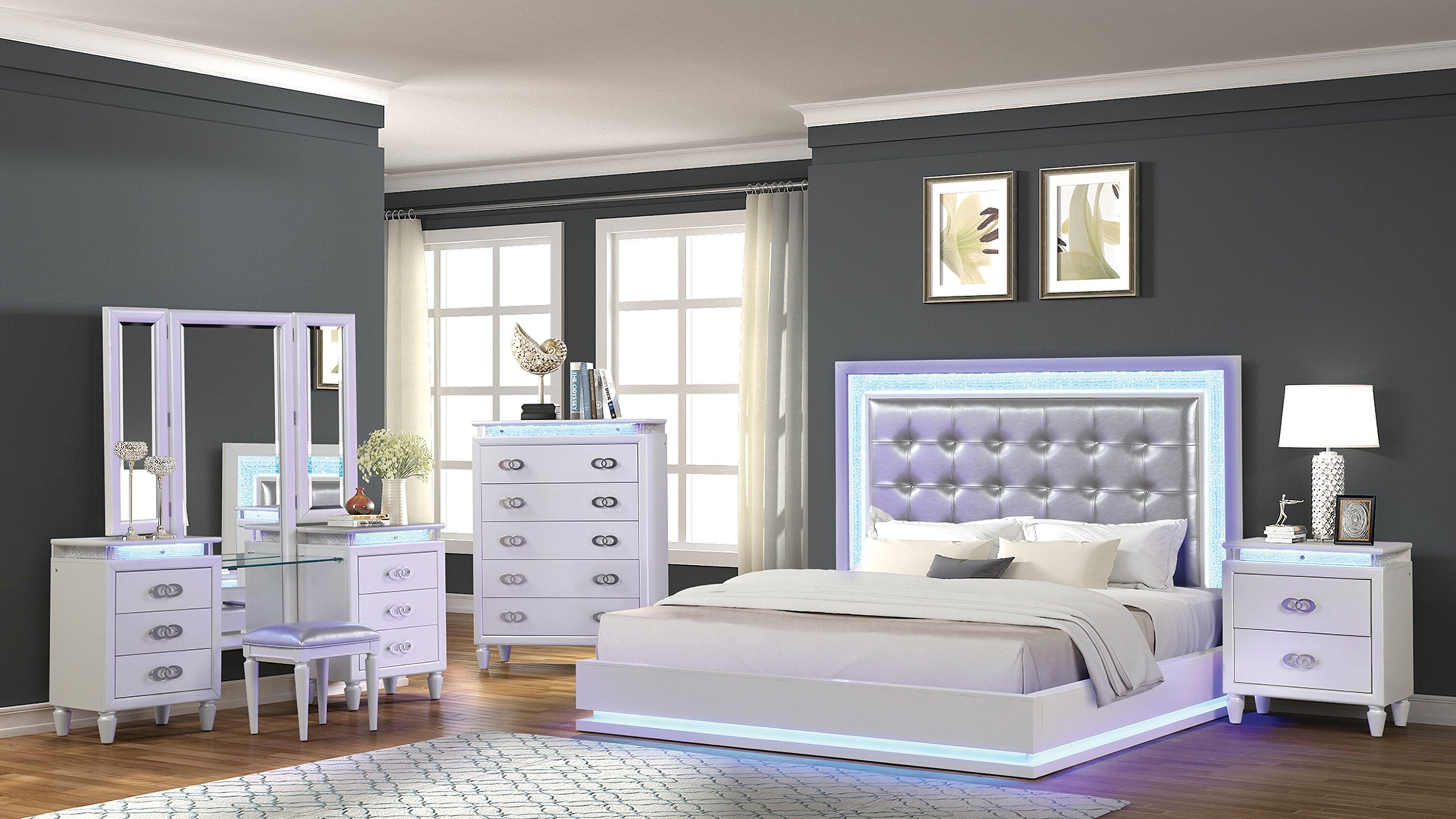 Galaxy 698781423578 White King Bedroom Set