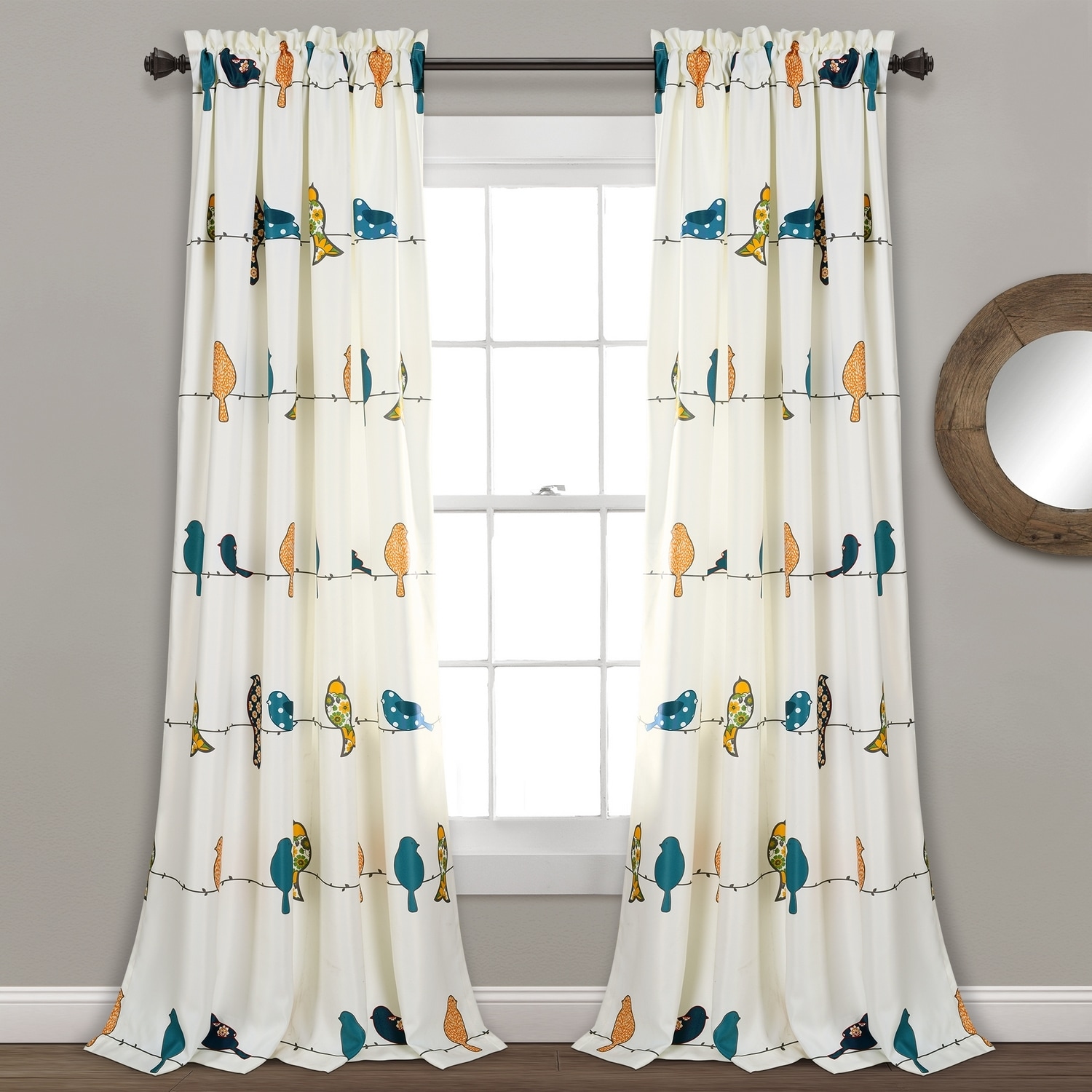 Lush Decor 21T010839 108-Inches Multi Geometric Light filtering Rod pocket Curtain panel pair