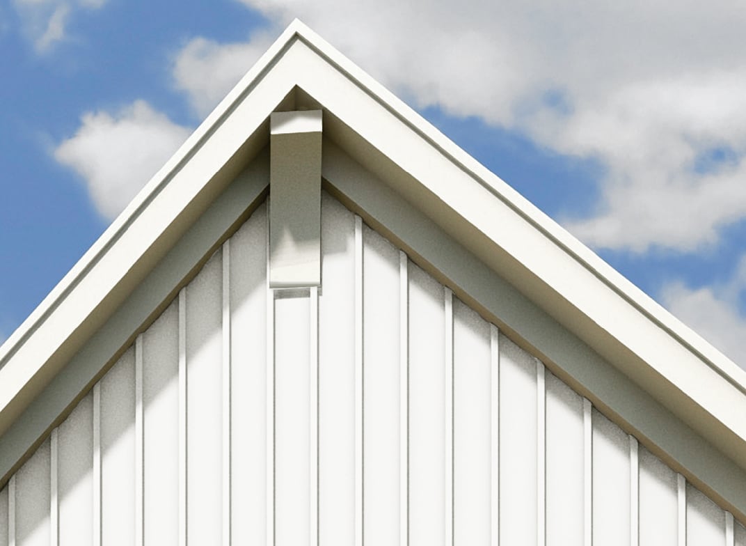 White board and batten siding on a new home.