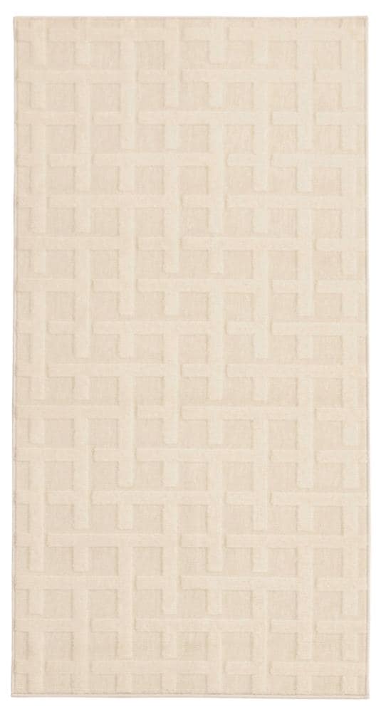 ECARPETGALLERY 351355 Villa 3 x 5 (ft) Polypropylene Ivory Rectangular Indoor/Outdoor Geometric Area rug