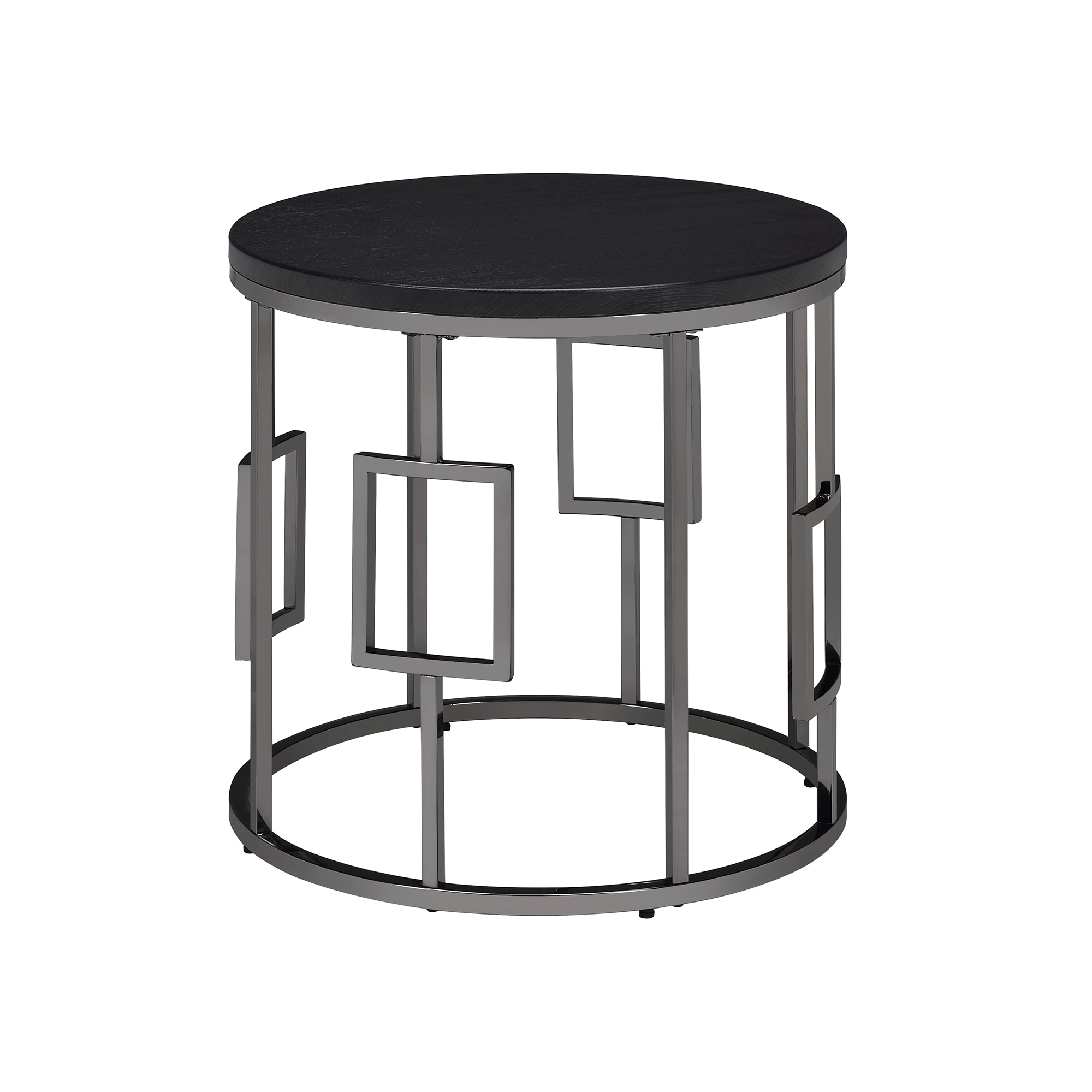 Picket House Furnishings CES100ET 23-Inches W x 24-Inches H Chrome/Black Wood Round Modern End Table Assembly Required