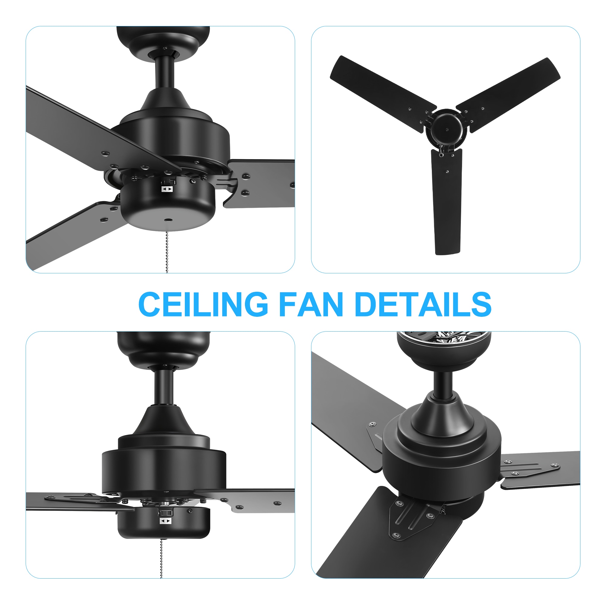 Breezary Pull Chain 42-in Black with Plywood Blades Indoor Breezary Pull Chain 42-in Black with Plywood Blades Indoor