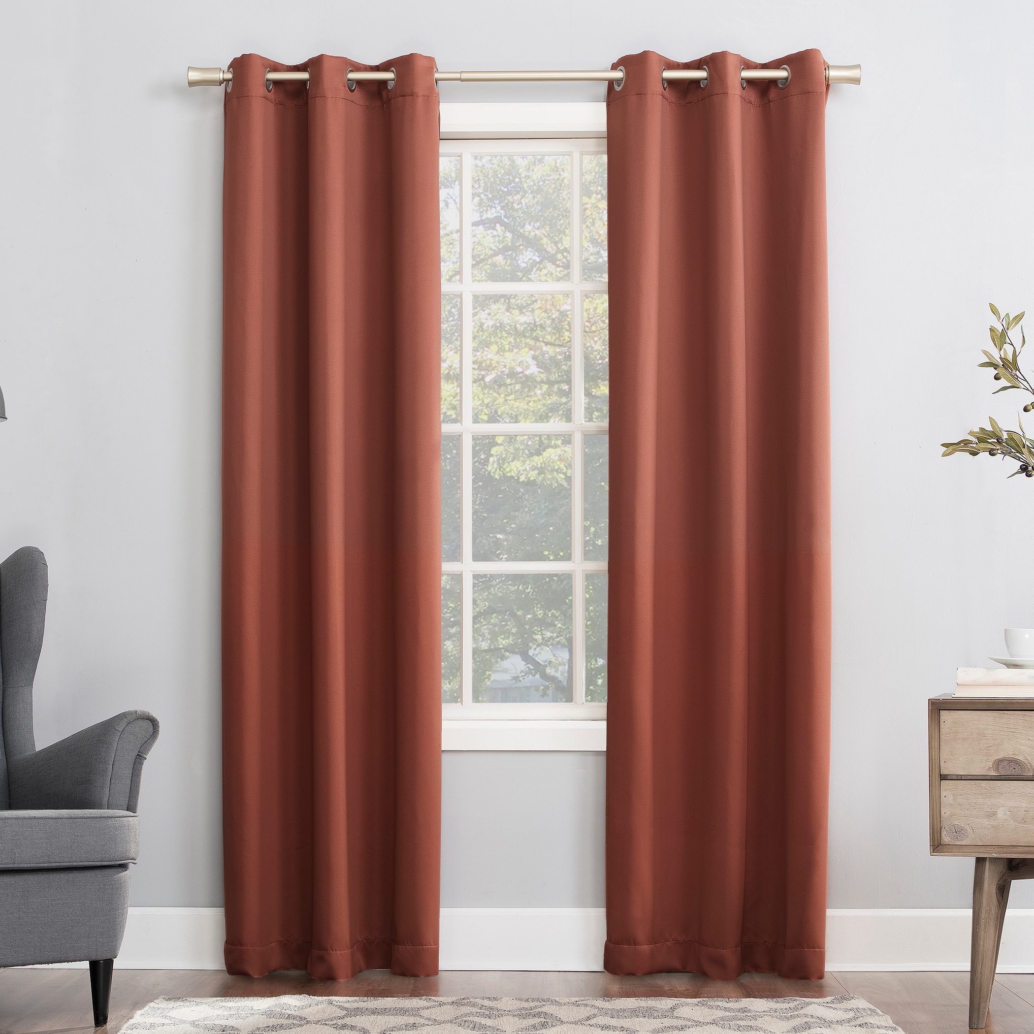 Terracotta Blackout Grommet Curtain Panel, 40" x 84" Polyester