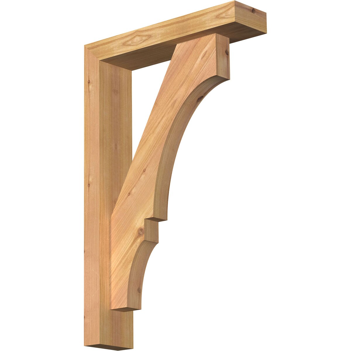 Ekena Millwork 1461907 Balboa Block Smooth Bracket with Offset Brace 3-1/2-in x 14-in x 22-in Western red cedar Brown Wood Standard bracket