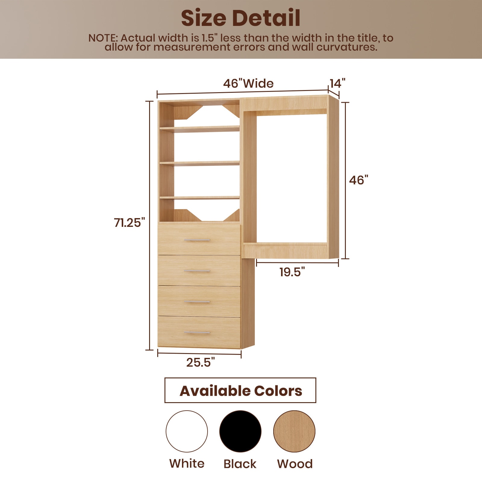 LOVMOR LO-MODEL4-20-ZJL Wood-Closet-Shelves - View #7