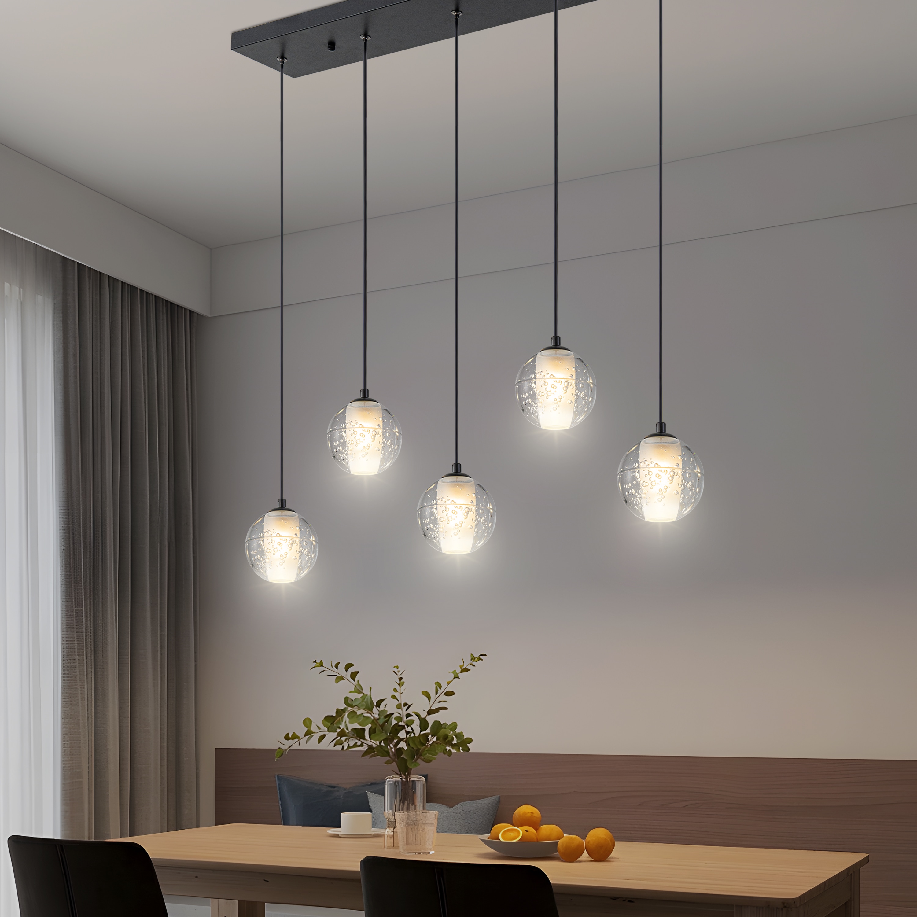 GoYeel ZP167BL05 5 -Light Black Modern/contemporary Linear Hanging Kitchen island light
