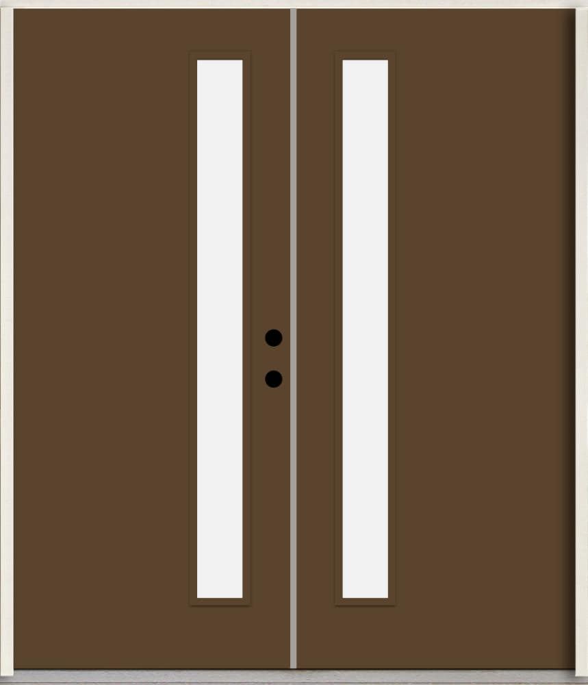 RELIABILT LO1065170 Spotlights 72-in x 80-in x Fiberglass 1/4 lite Left-hand inswing Sable Paint Painted Prehung Double Front Door Insulating core