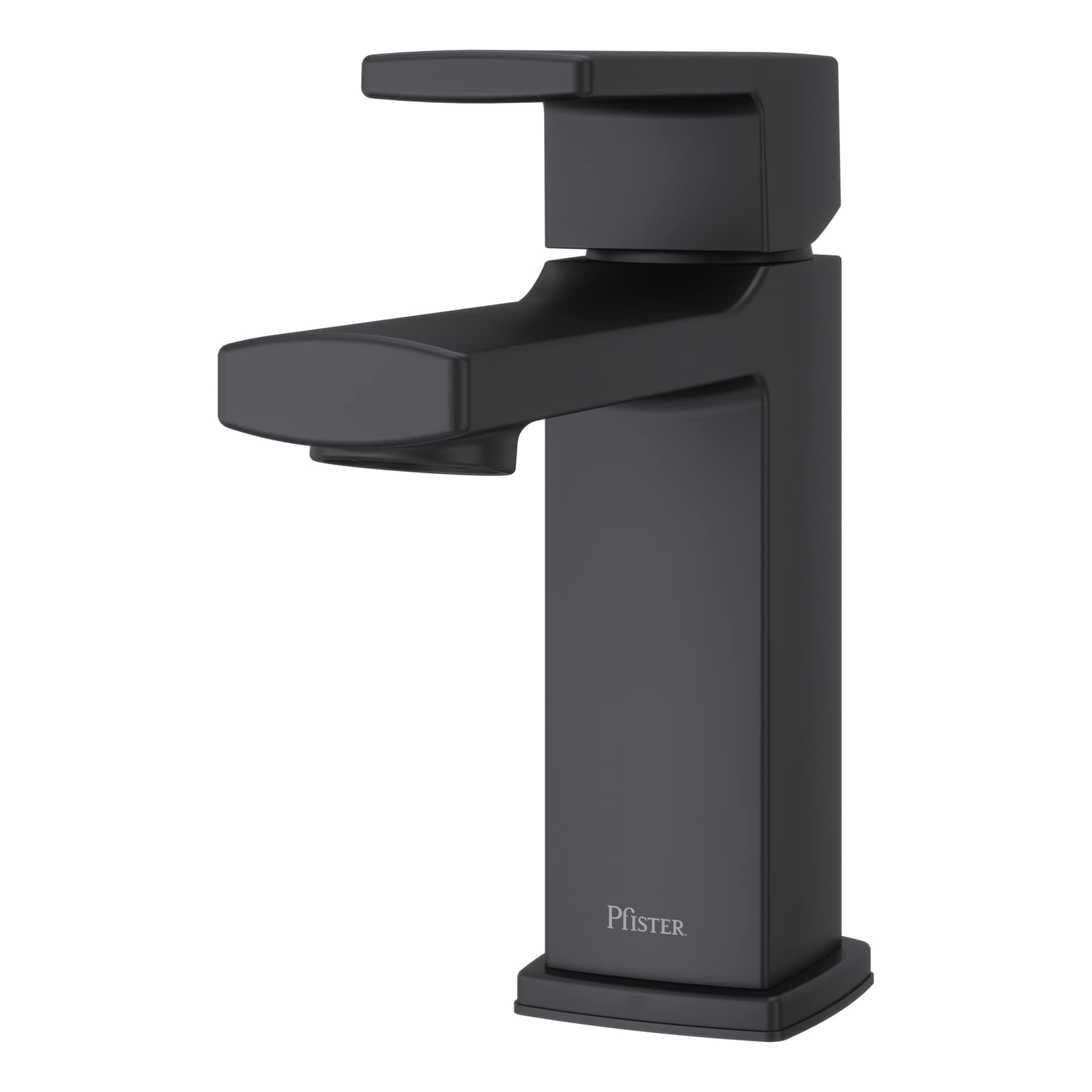 Pfister LG42-DAPB Deckard Matte Black Single hole 1-handle WaterSense Mid-arc Residential Handle Bathroom Sink Faucet with Drain