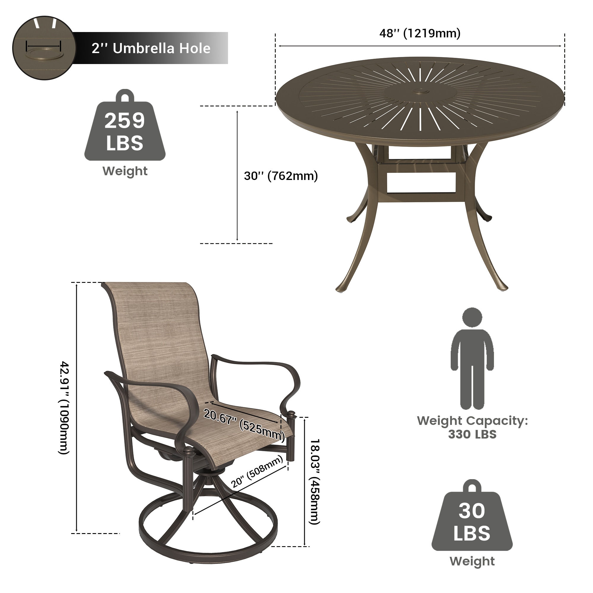 Clihome CL-ODTCI0CR Patio-Dining-Sets - View #7