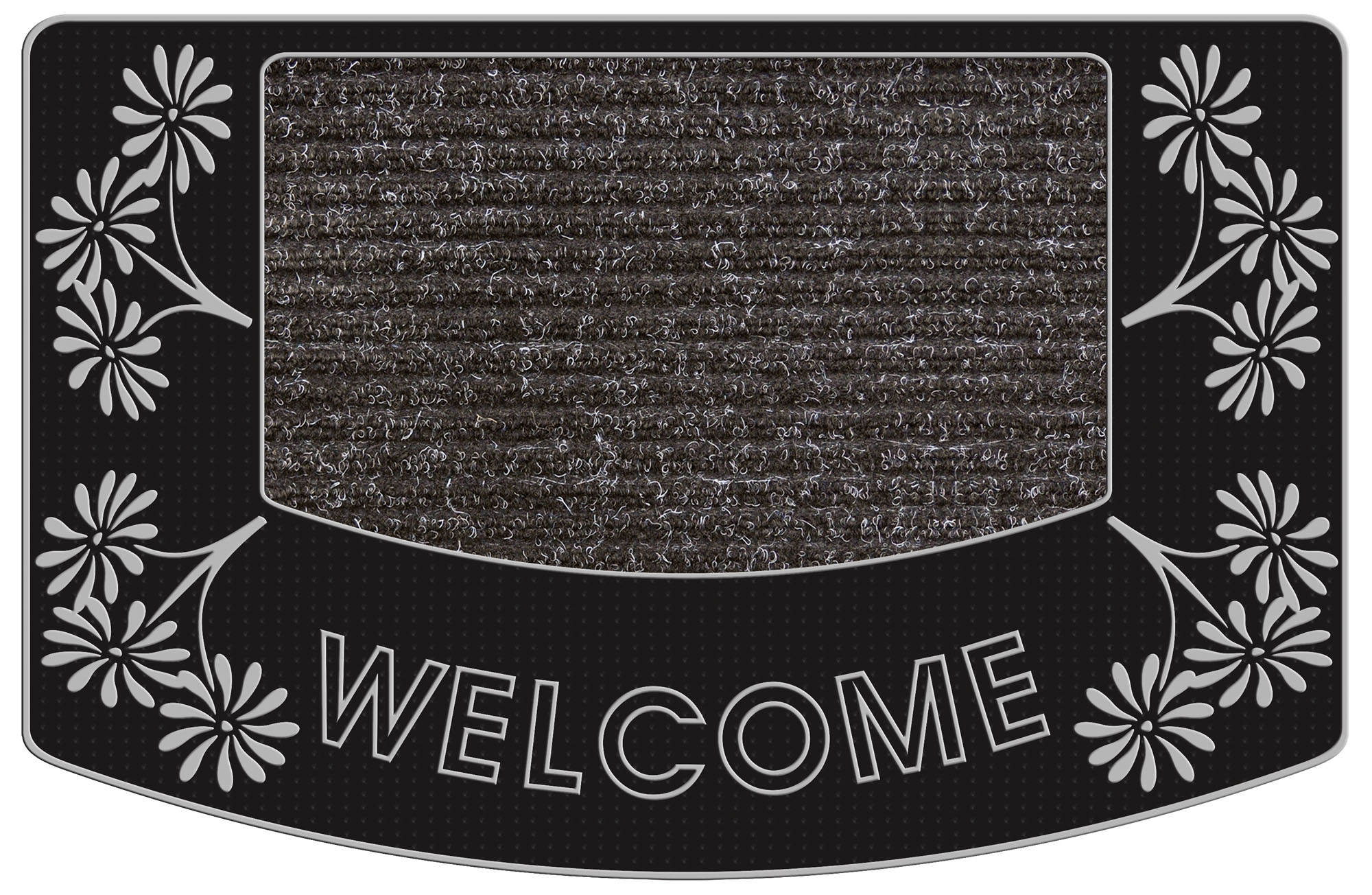 J&V TEXTILES ALOHA SILVER 2-ft x 2-ft Silver PVC Rectangular Indoor or outdoor Decorative Door mat