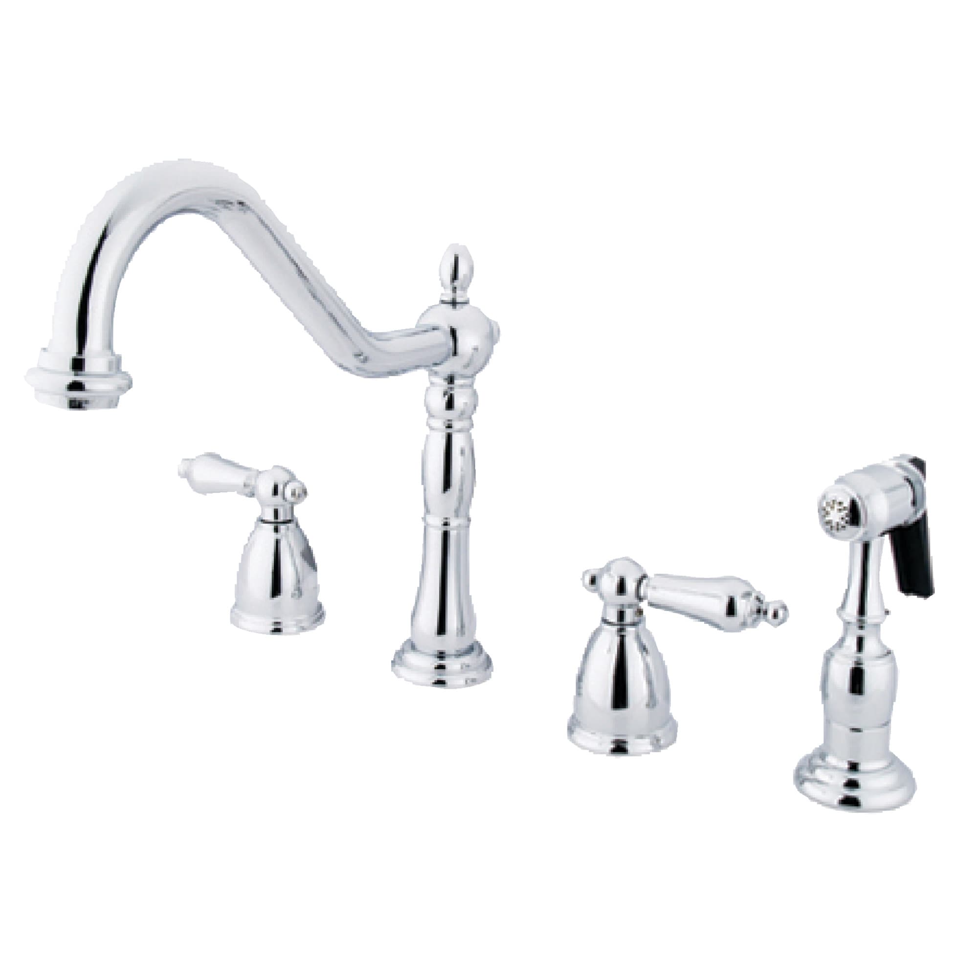 Kingston Brass WLKB1791ALBS Heritage Polished chrome Double Handle Deck-mount Kitchen Faucet with Sprayer ( Side Sprayer Included )