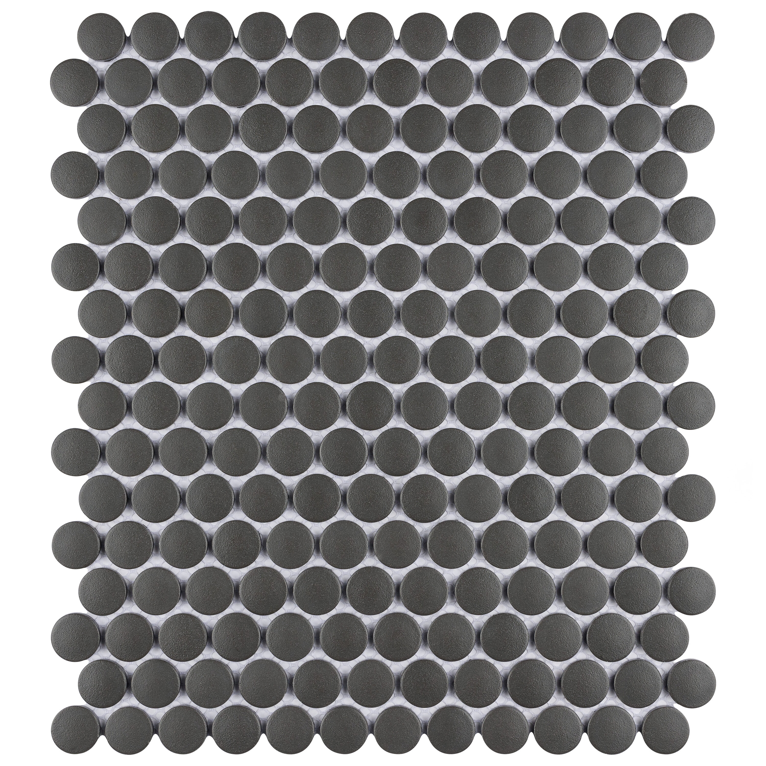 Affinity Tile FJBGPBK Gotham Penny Black 10-in x 12-in Matte Porcelain Patterned Penny Round Mosaic Floor and Wall Tile (8-sq. ft/ Carton)