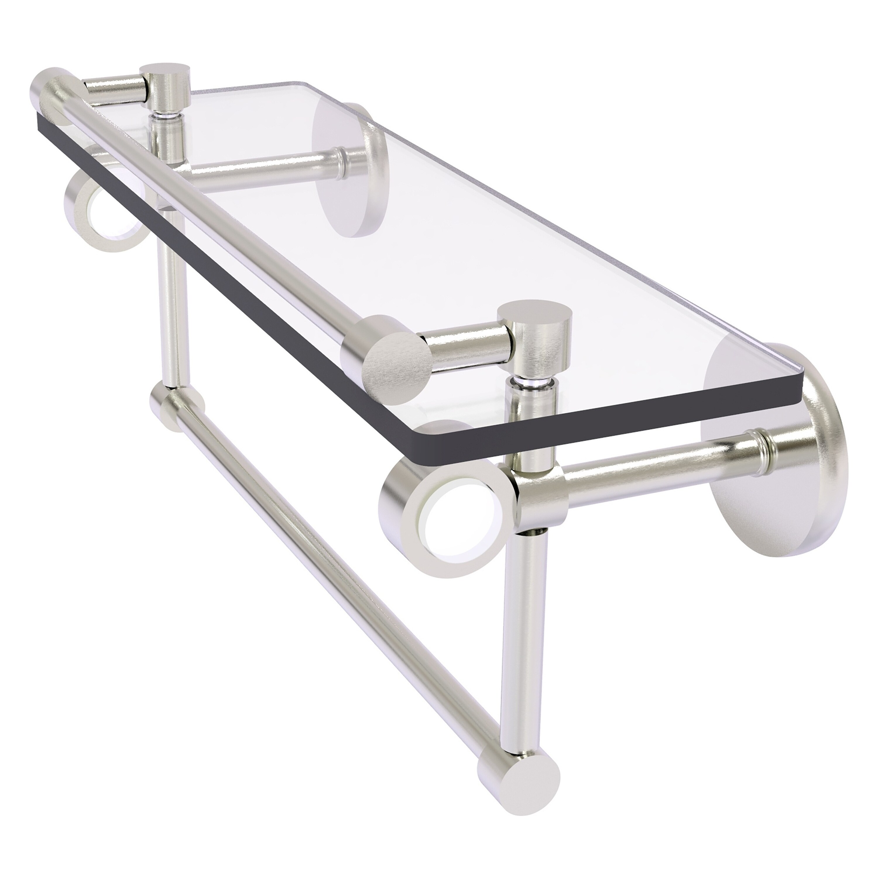 Allied Brass CV-1TB-16-GAL-SN Clearview Satin Nickel Wall mount Bathroom Shelf ( 16-in x 6.7-in x 5-in )