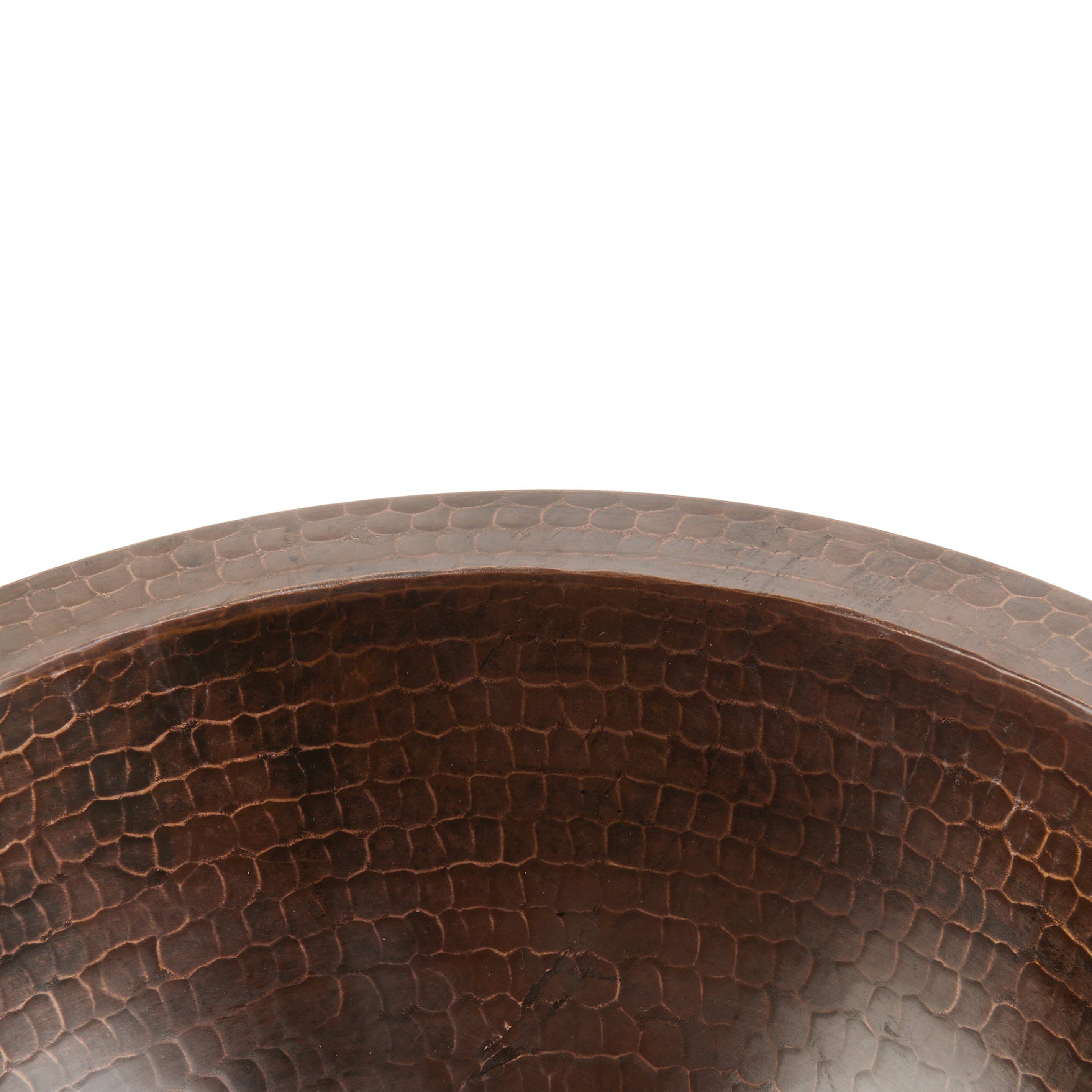12" Round Hammered Copper Undermount Bathroom Sink