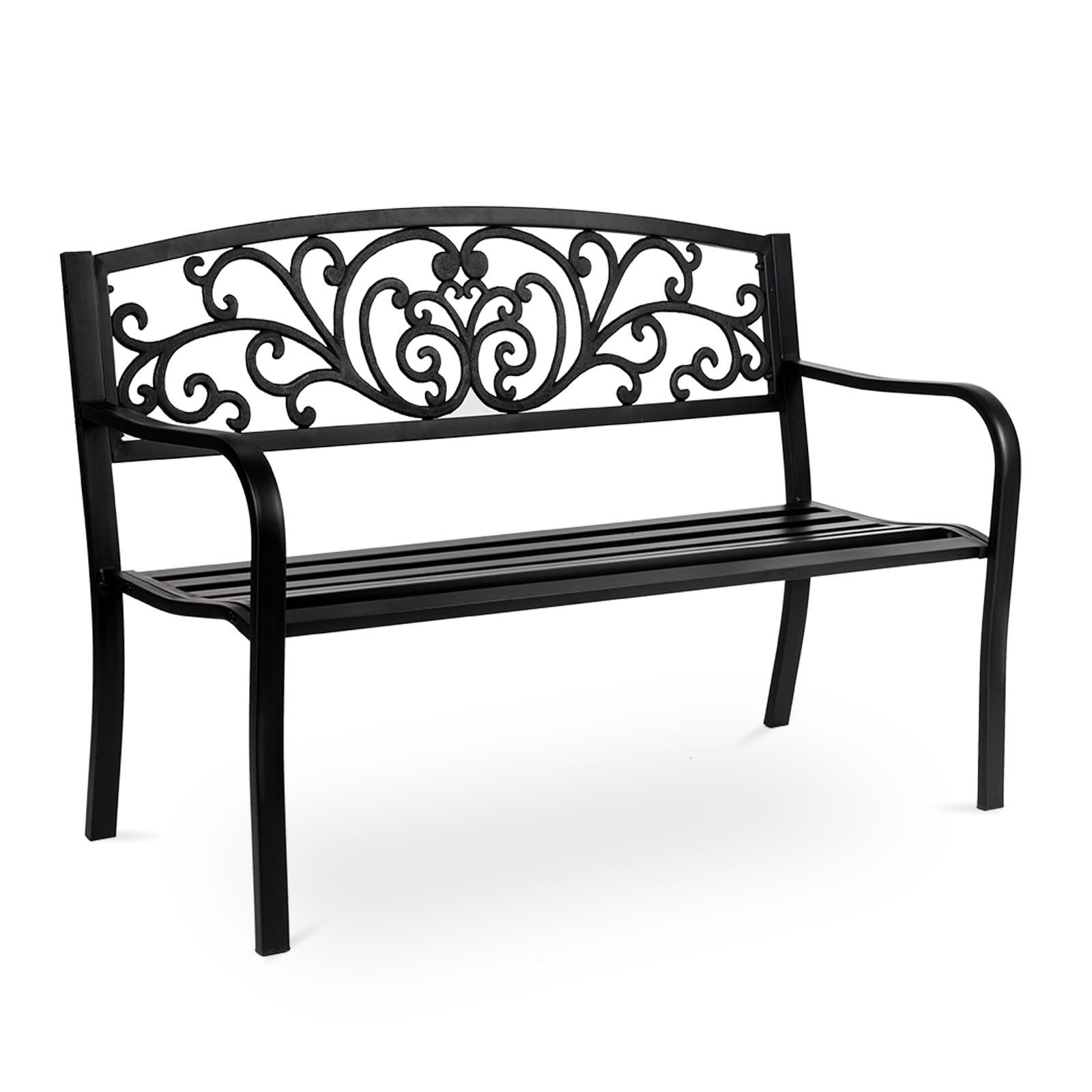 Winado 912485994579 50-Inches W x 34-Inches H Black Steel Garden Bench