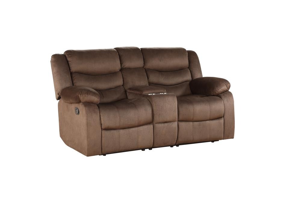 ACME FURNITURE 55046 Angelina 75-in Modern Dark Brown Fabric 2-seater Reclining Loveseat