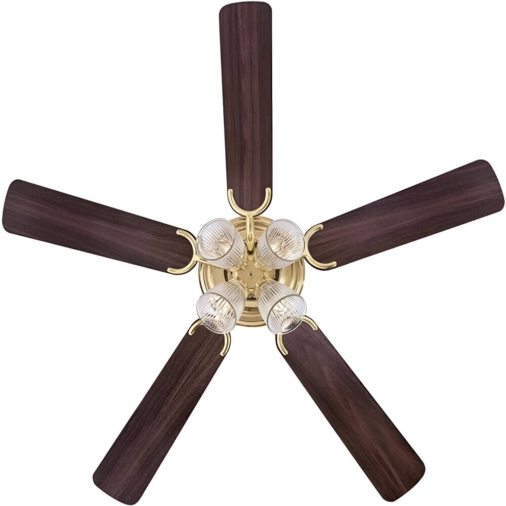 52'' Polished Brass Ceiling Fan with LED Lights and Reversible Blades