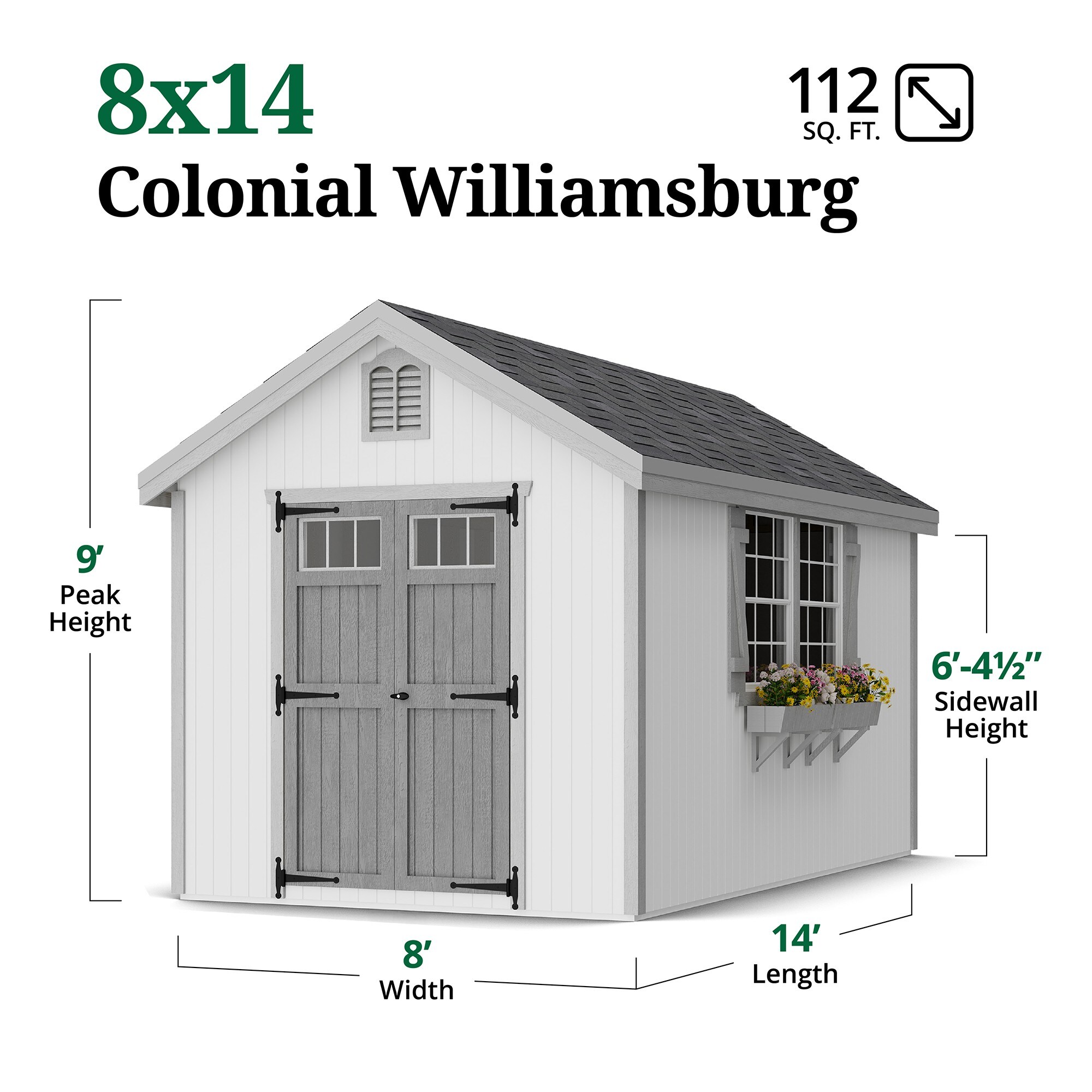 Little Cottage Co 8X14 WCGS-PC Wood-Storage-Buildings - View #3
