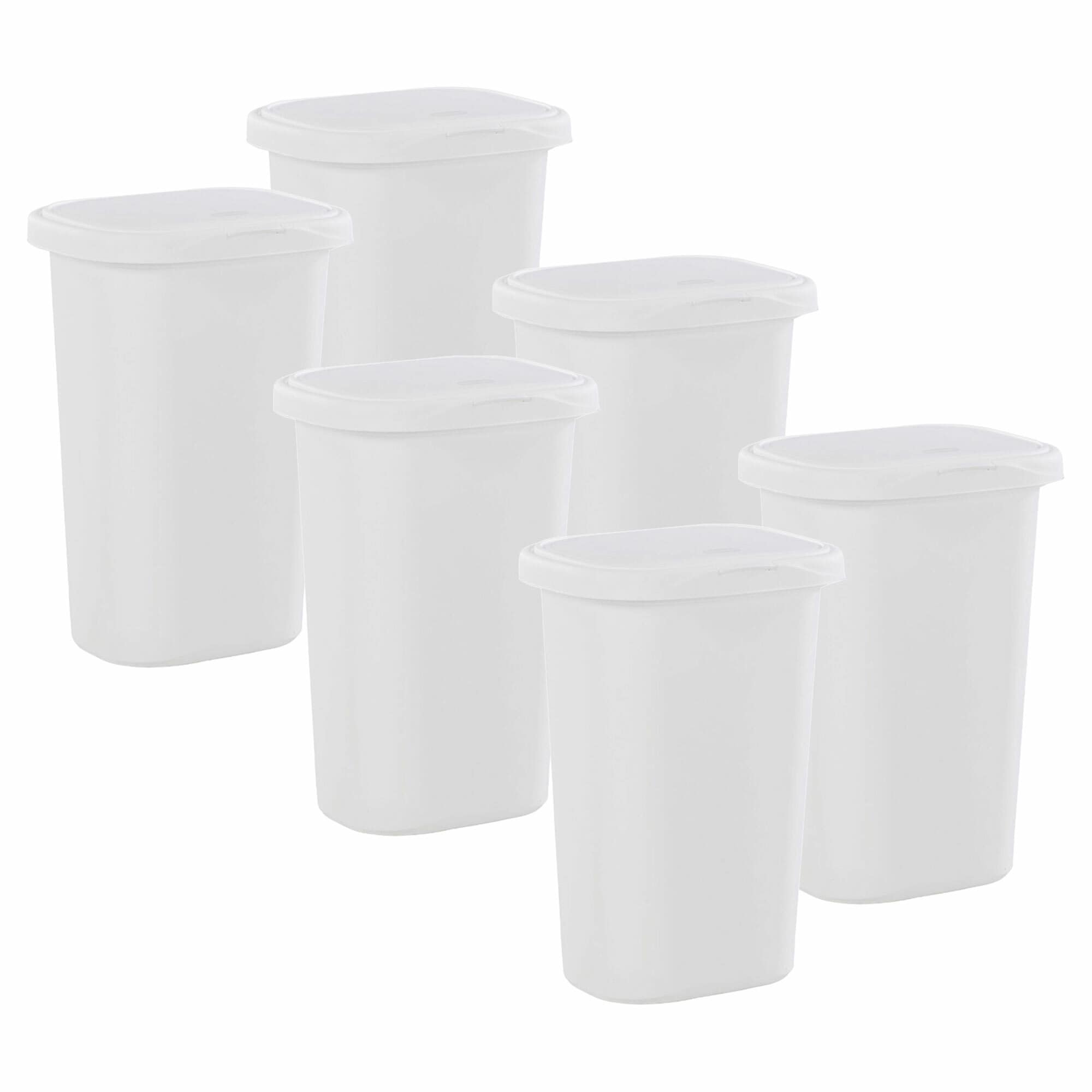 Rubbermaid 13.25 Gallon Rectangular Spring-Top Lid Kitchen Wastebasket  Trash Can for Tall Trashbags, White (4-Pack)