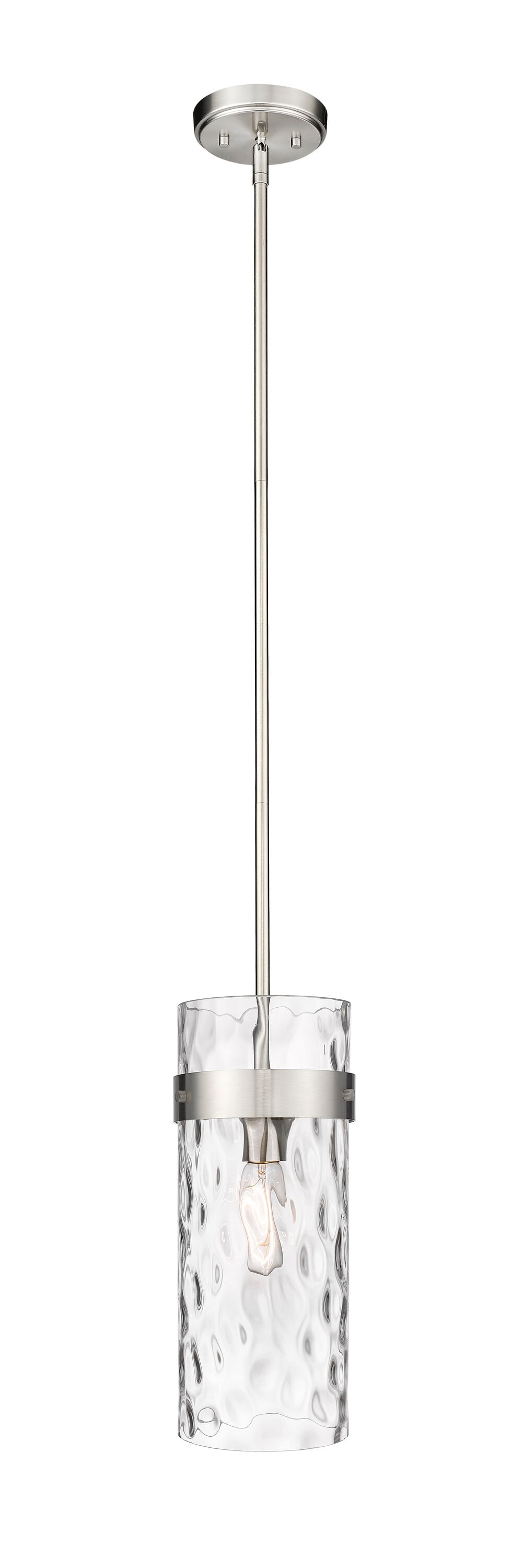 Z-Lite 3035P6-BN Fontaine 1 -Light Brushed Nickel Modern/contemporary Clear glass Cylinder Mini Hanging Pendant light