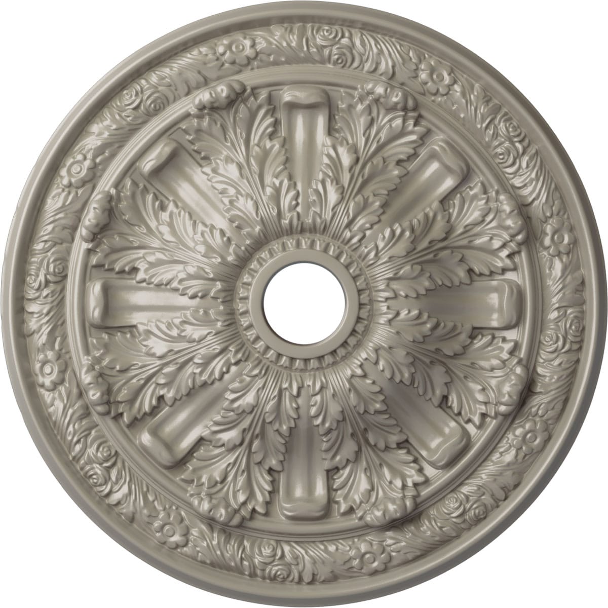Ekena Millwork CM30FLPWS Flagstone 30-in W x 30-in L Painted Pearl White Polyurethane Whole Ceiling Medallion