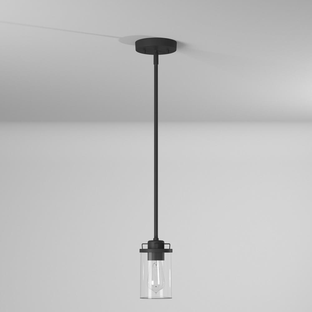 Jedrek Mini-Pendant in Black with Clear Glass Shade for Indoor/Outdoor
