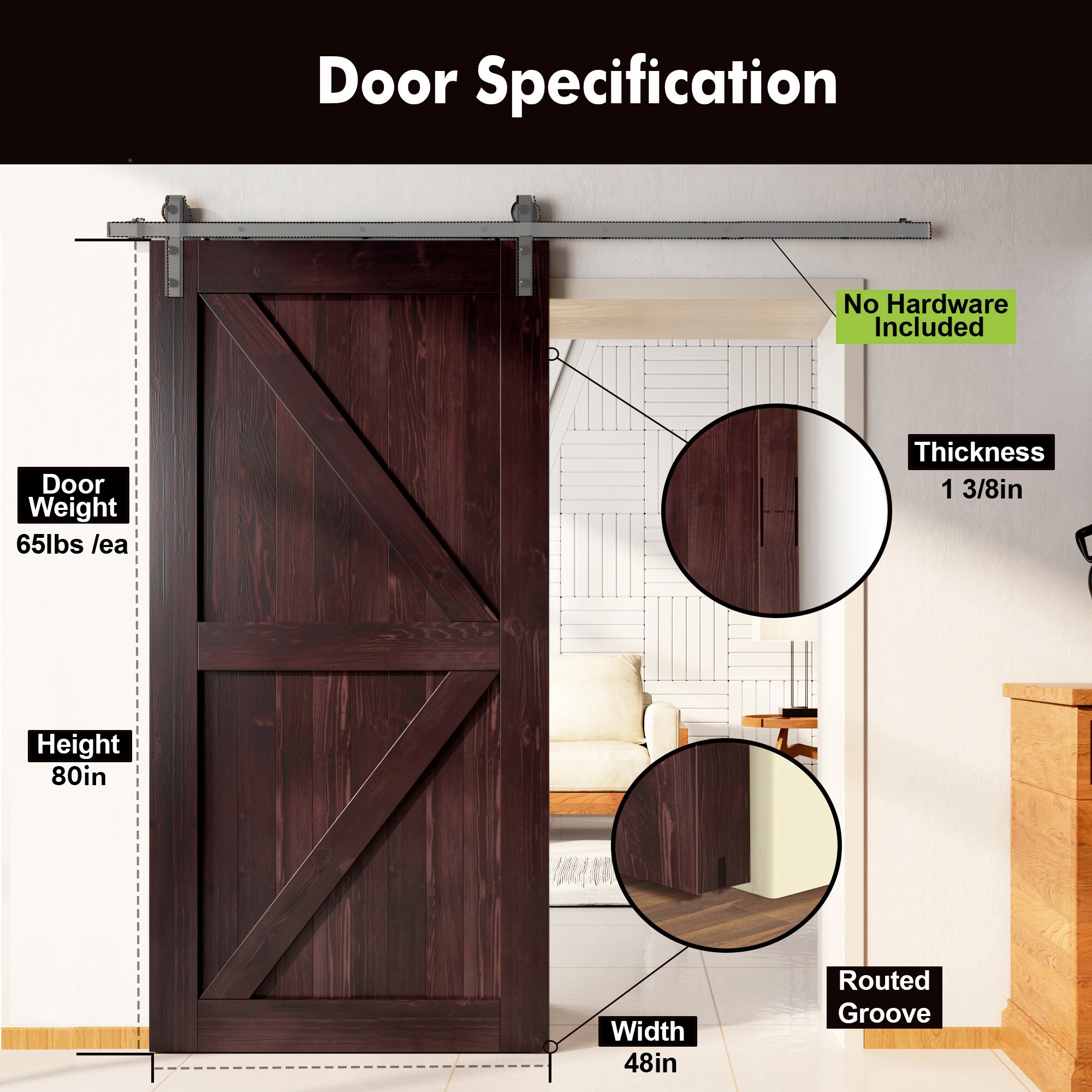 HOMACER 4880F-RED Barn-Doors - View #3