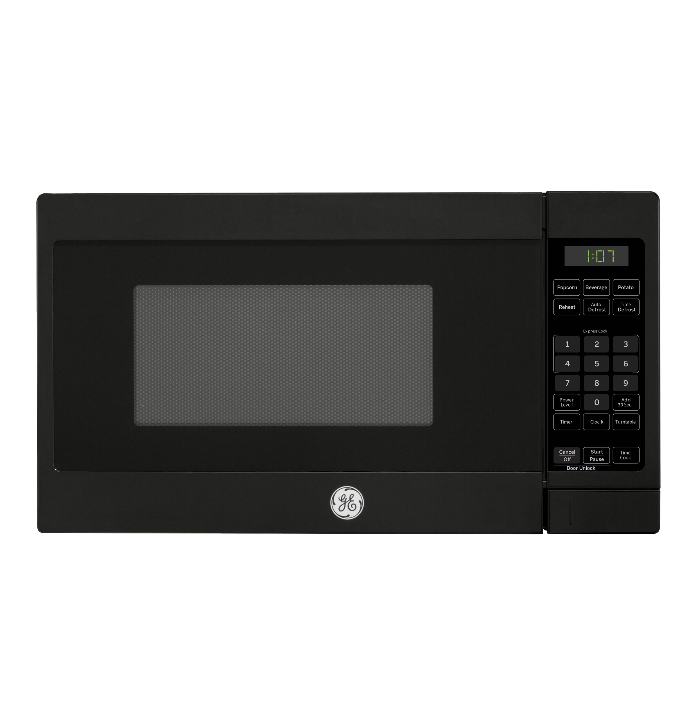 GE 0.7cu ft Small 700Watt Countertop Microwave (Black) in the
