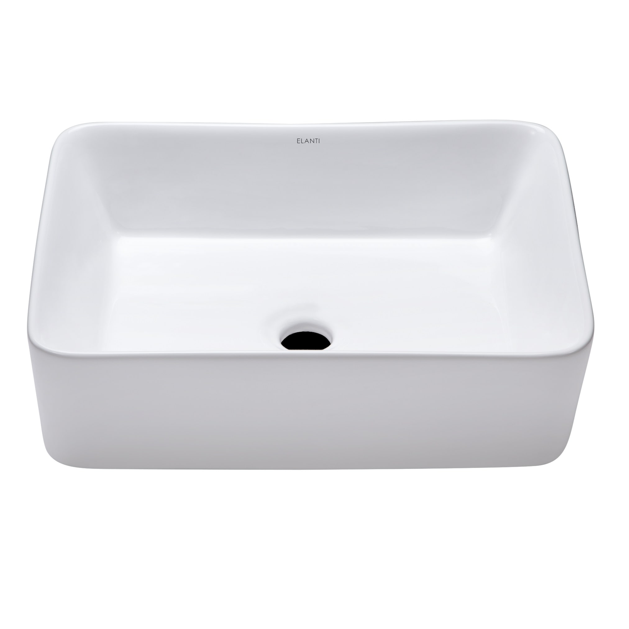 Elanti 1606 Vitreous china Vessel Rectangular Modern White Bathroom Sink ( 18.75-Inches x 14.5-Inches )