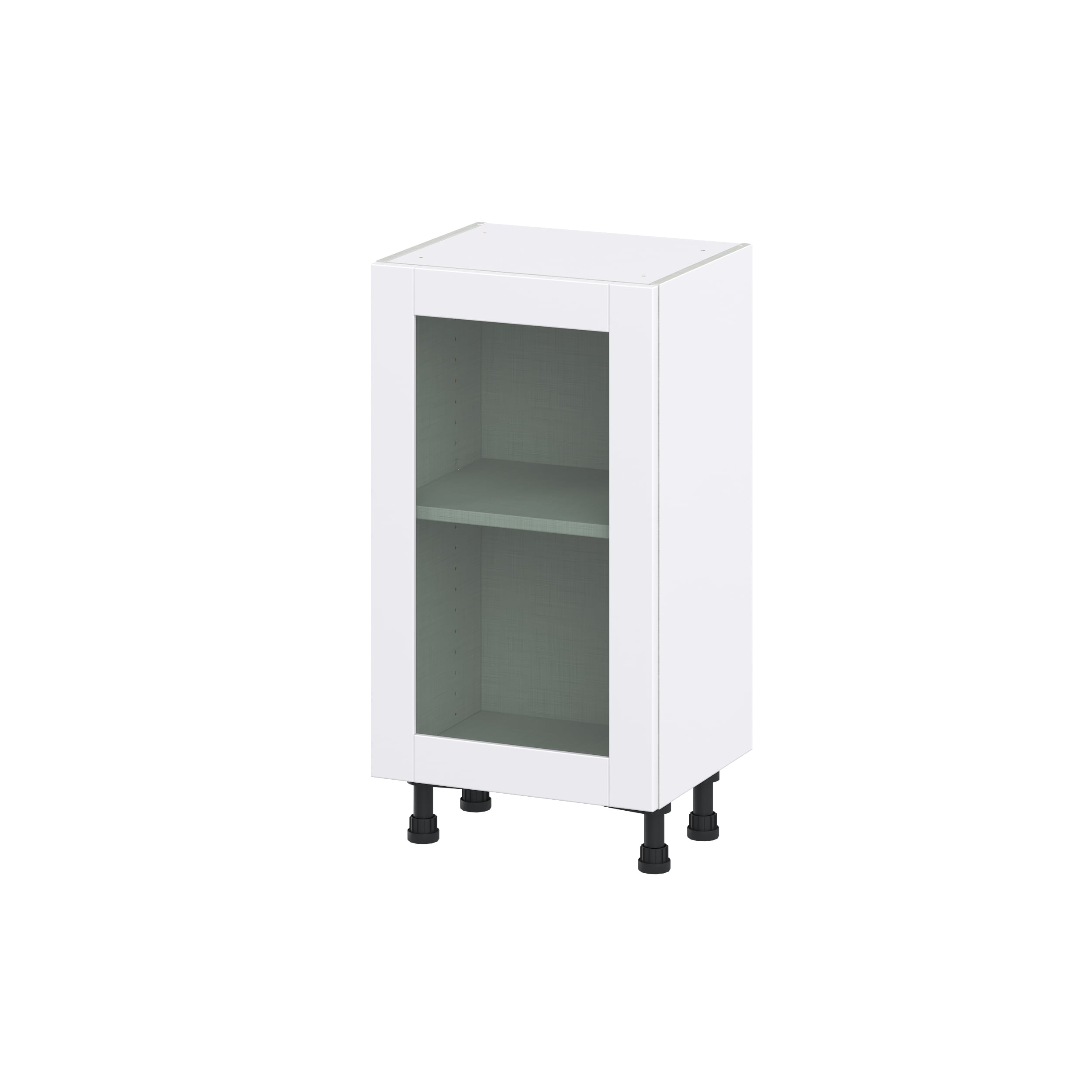 Hugo&Borg Jolie 18-in W x 34.5-in H x 16-in D Warm White Base Fully Assembled Cabinet (Glass Panel Shaker Door Style)
