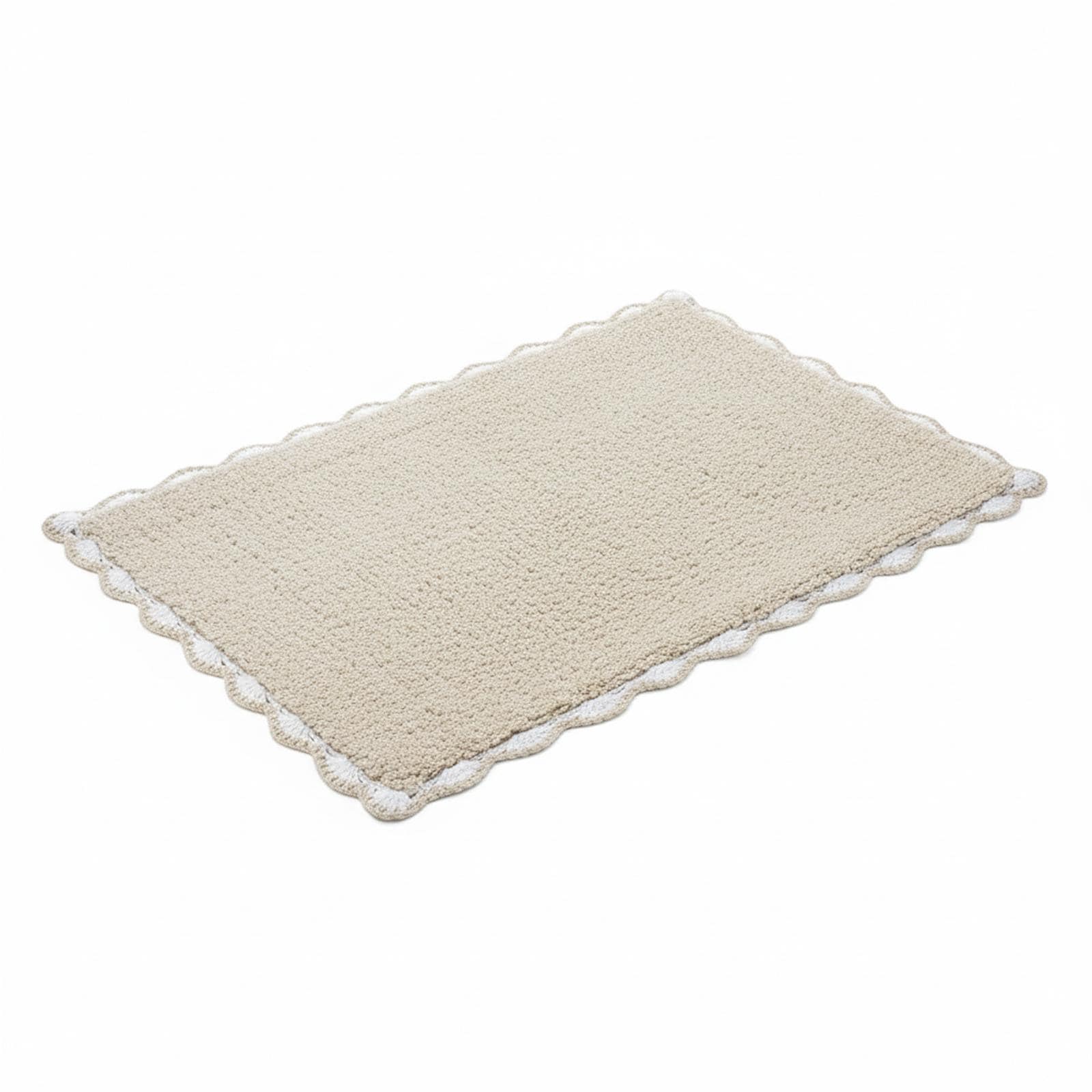Paradigms Interiors Heathered Crochet Border Cotton Skid-resistant Bath Rug