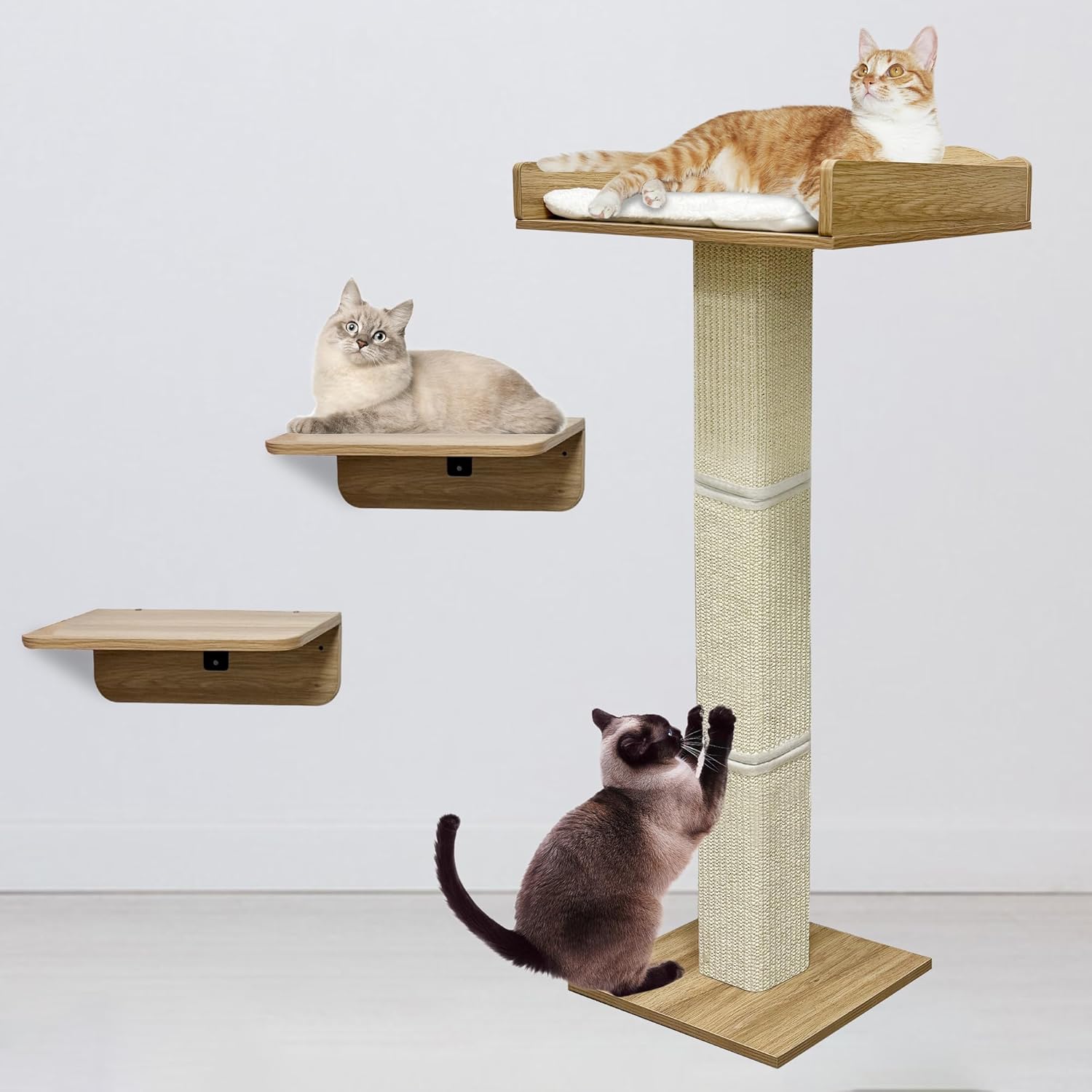 Qeetex NL-PPS-334R5QEC 40 Inch Tall Cat Scratching Post Window Perch Sisal Scratcher Adjustable Height Suction Cups Removable Cushion 2 Installation Methods