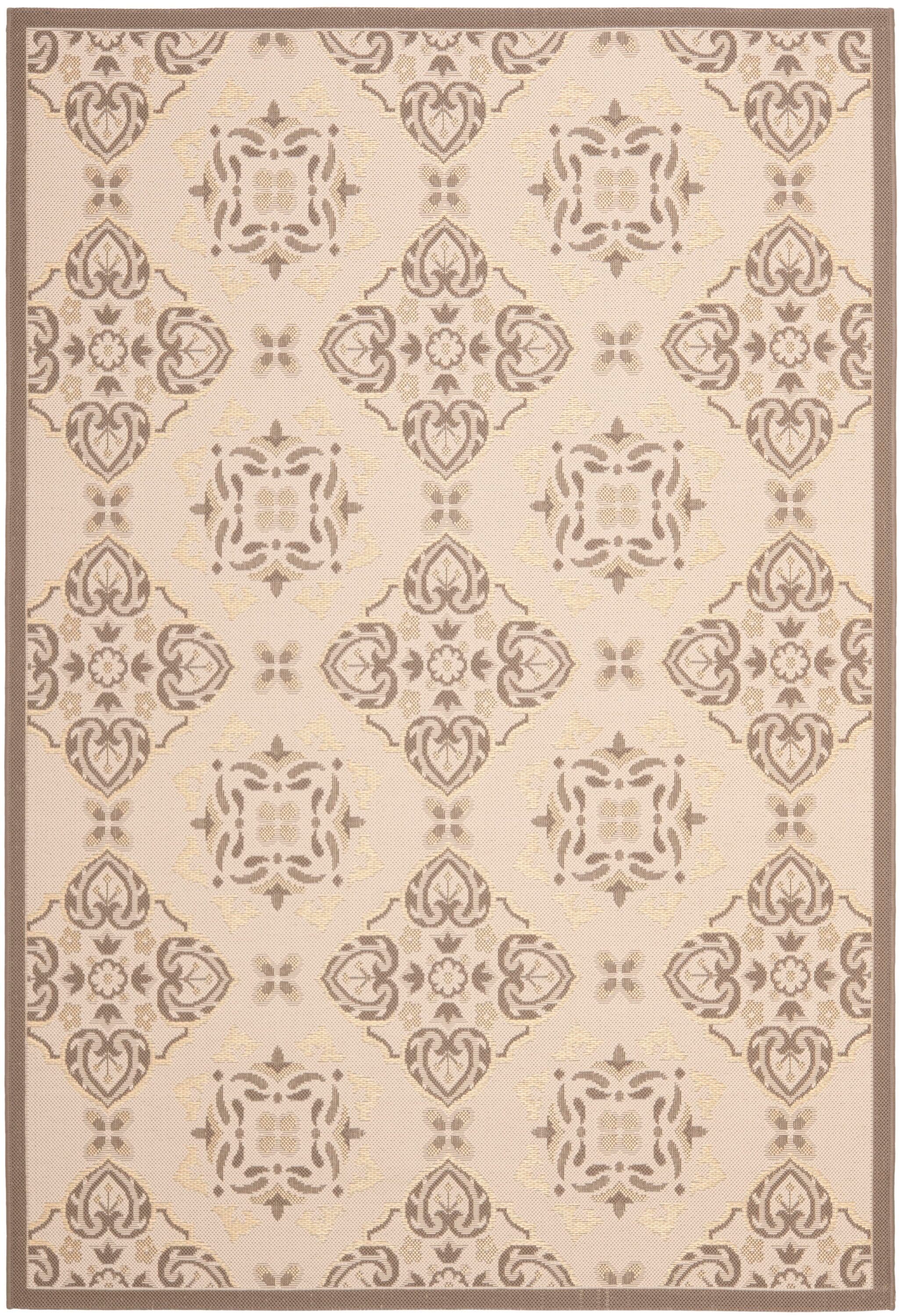 Safavieh CY7978-79A21-6 Courtyard Musha 7 x 10 (ft) Loomed Polypropylene Beige/Dark Beige Rectangular Indoor/Outdoor Floral/Botanical Coastal Area rug