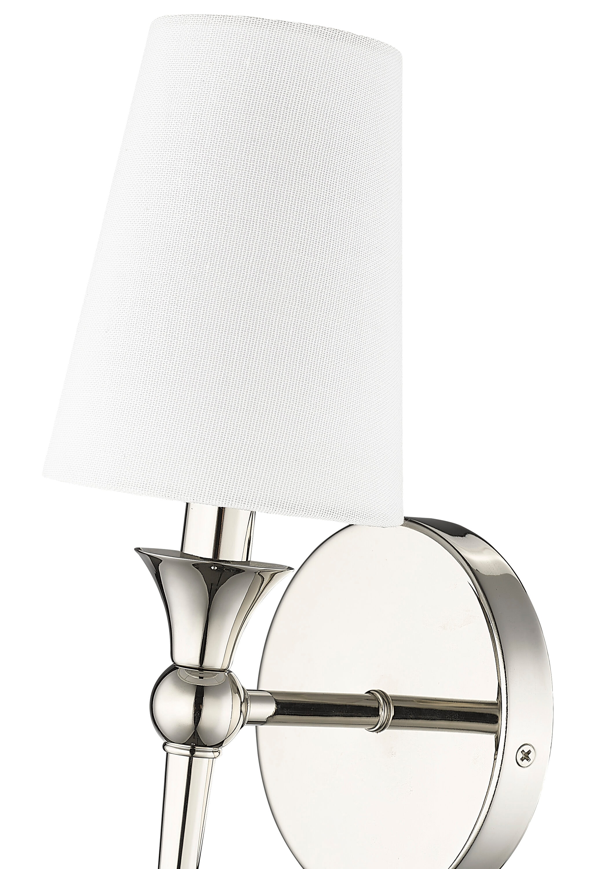 Polished Nickel 14" Direct Wired Wall Sconce with White Shade