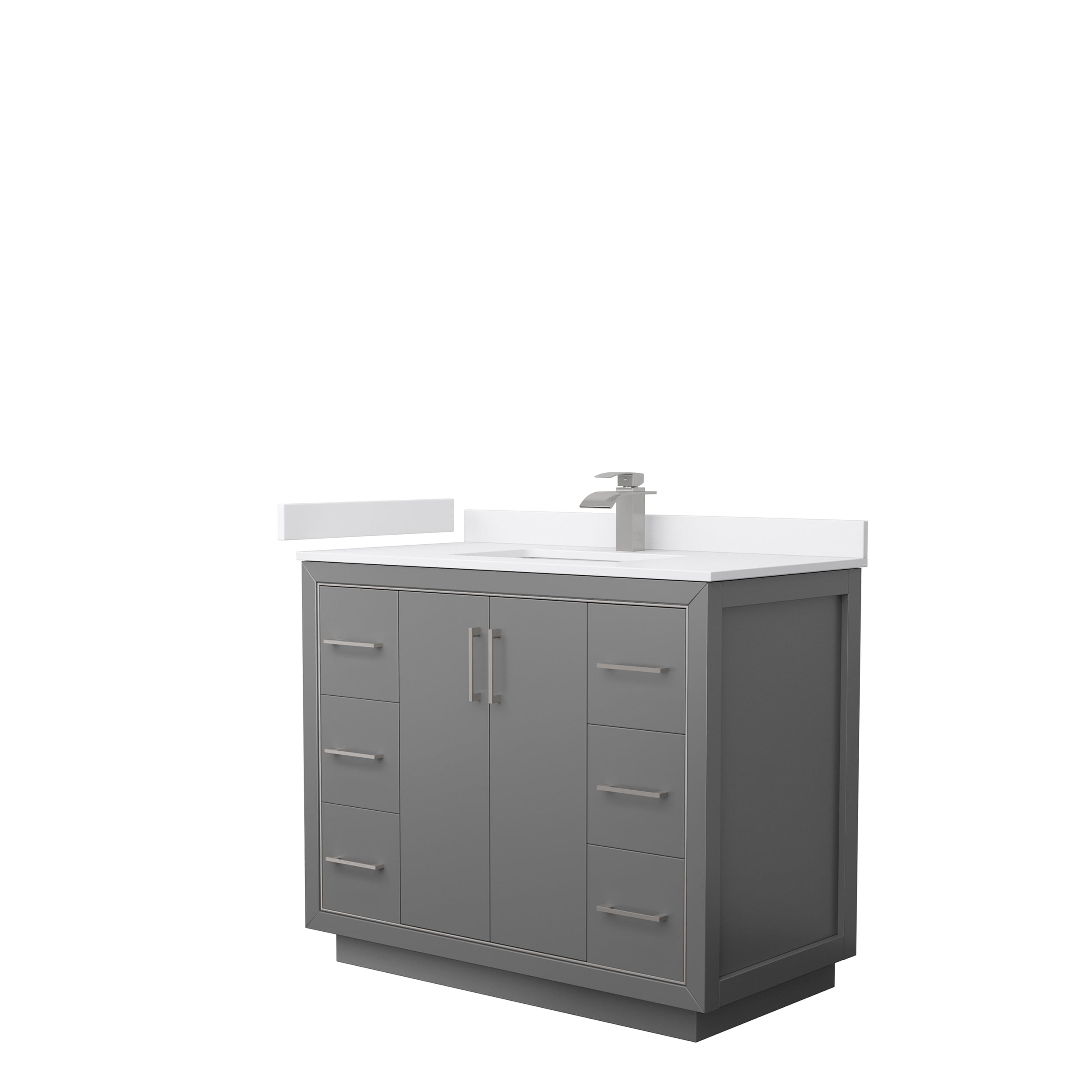 Wyndham Collection WCF111142SKGWCUNSMXX Icon 42-in Dark Gray with Brushed Nickel Trim Undermount Single sink Bathroom Vanity with White cultured marble Cultured marble Top